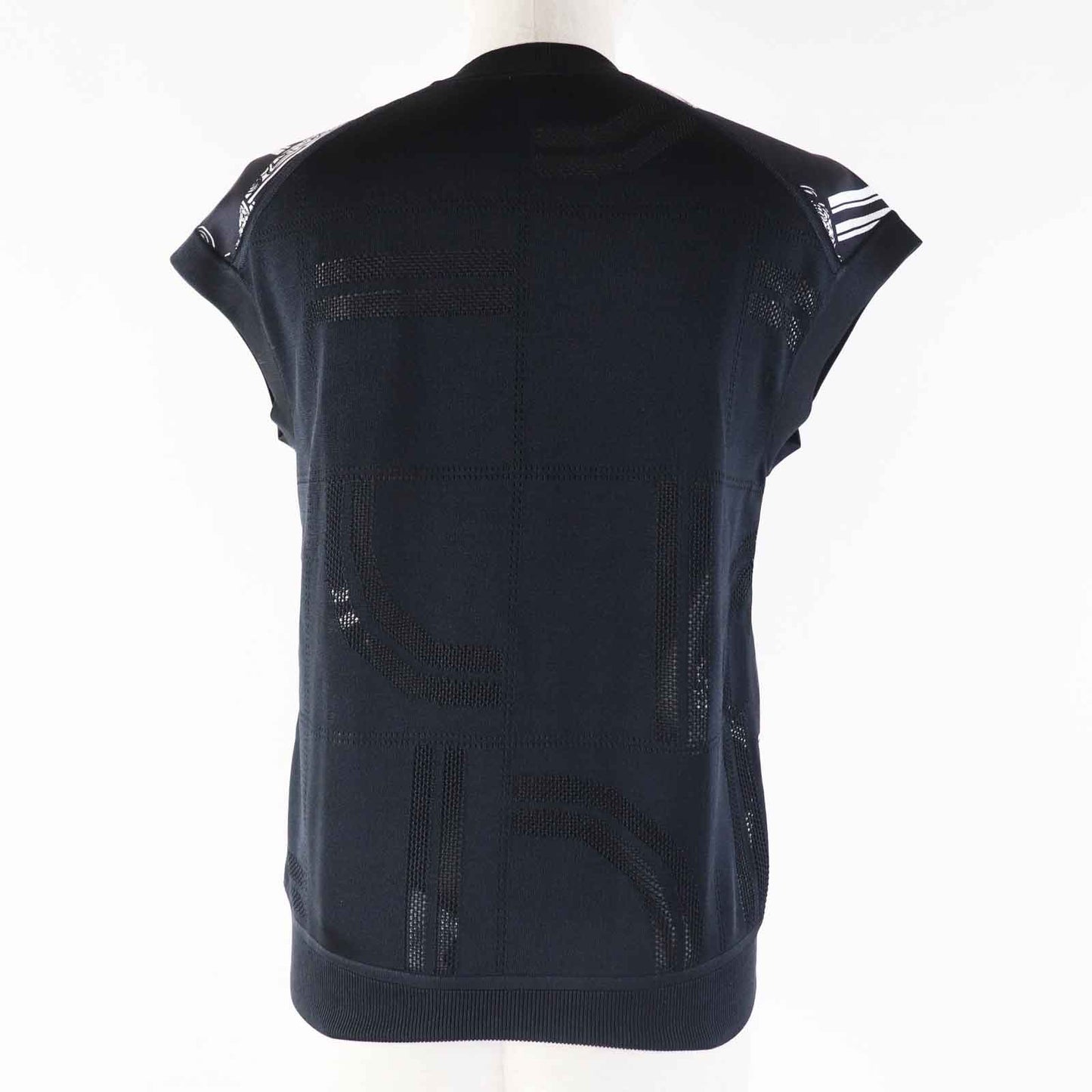 HERMES knit 4E2819DQ silk Black White Disorderly Finesse 36