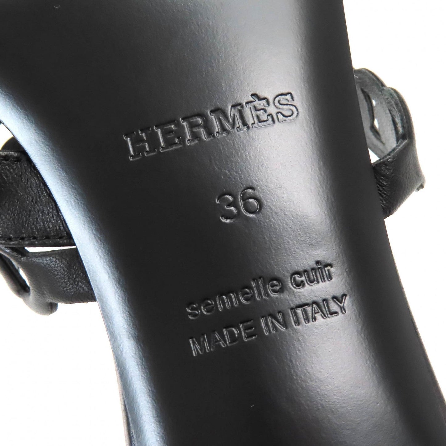 HERMES Sandals 201068Z leather black Agiaccio 36