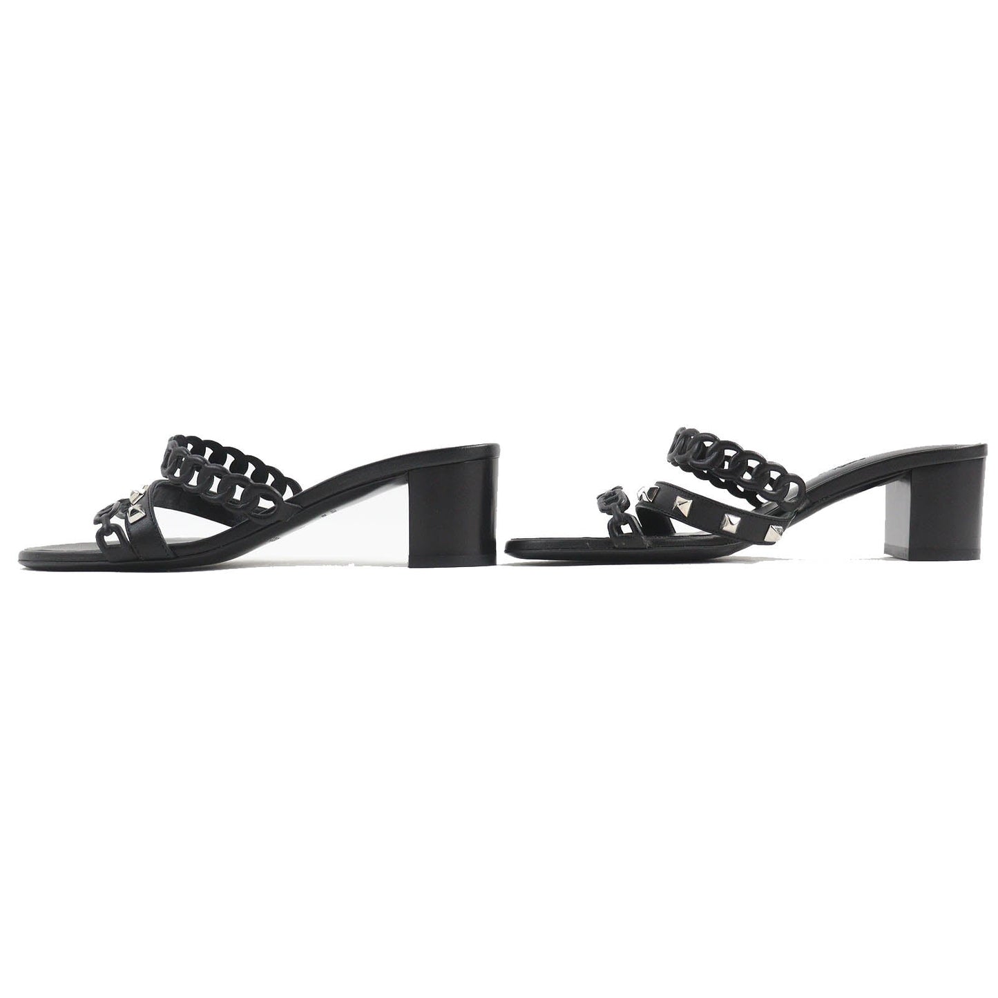 HERMES Sandals 201068Z leather black Agiaccio 36