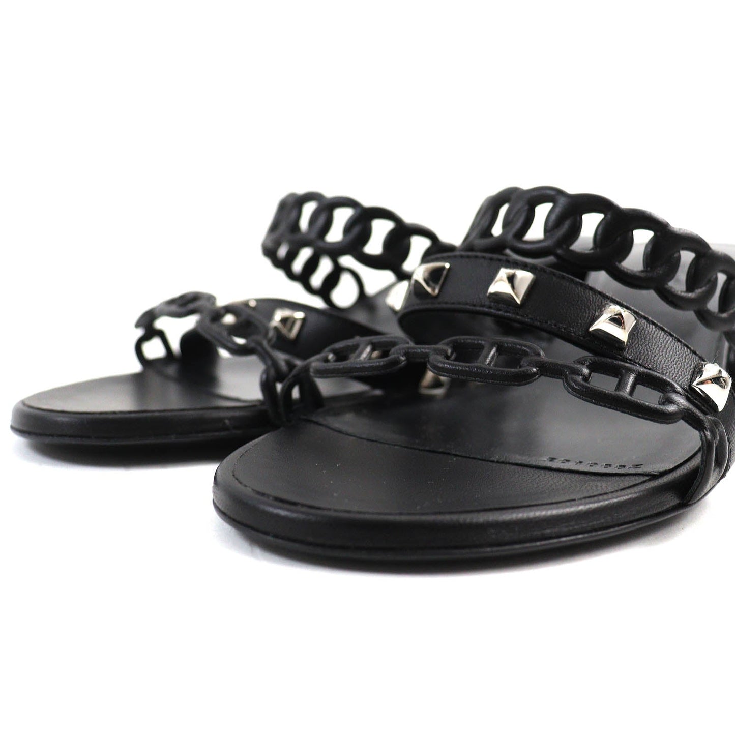 HERMES Sandals 201068Z leather black Agiaccio 36