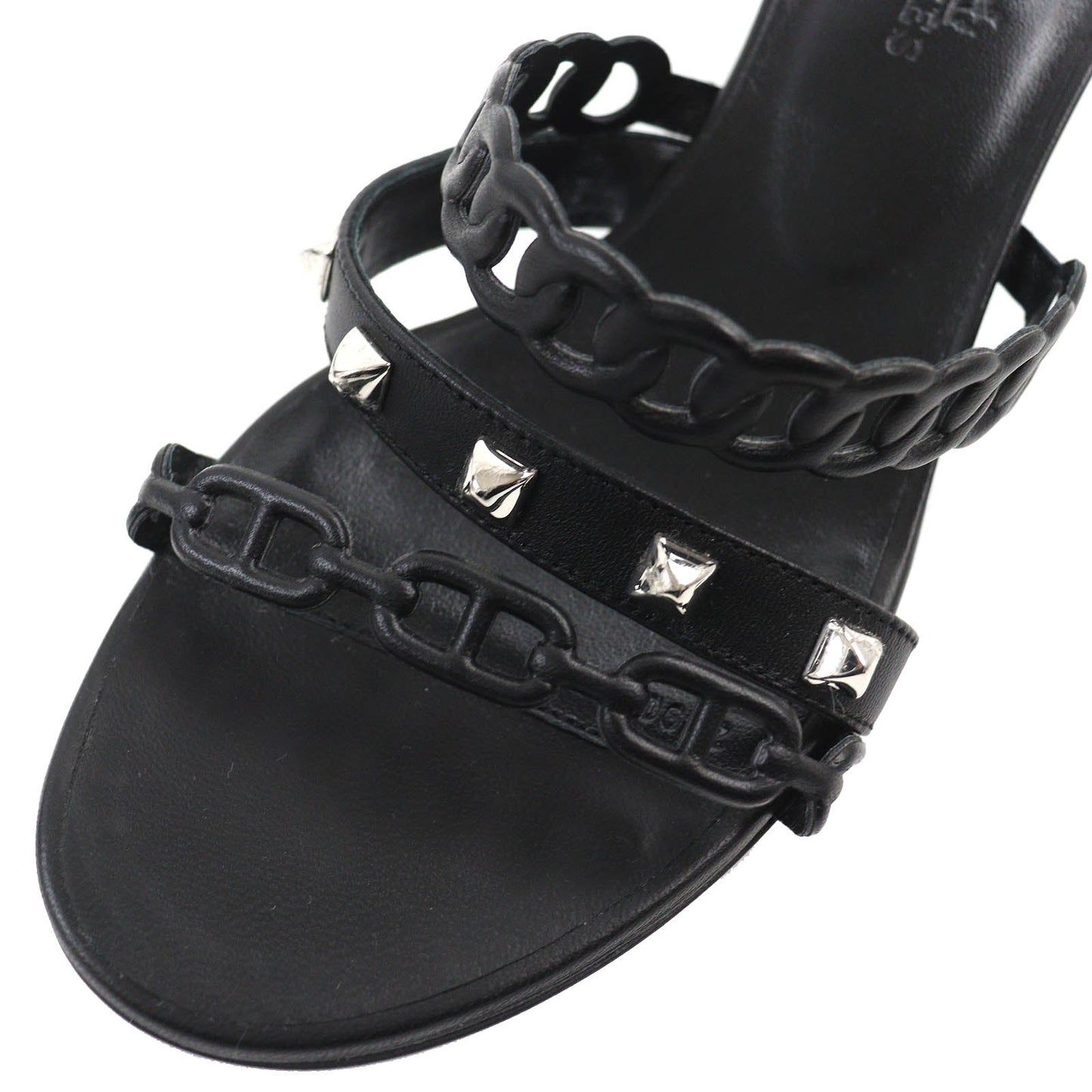 HERMES Sandals 201068Z leather black Agiaccio 36