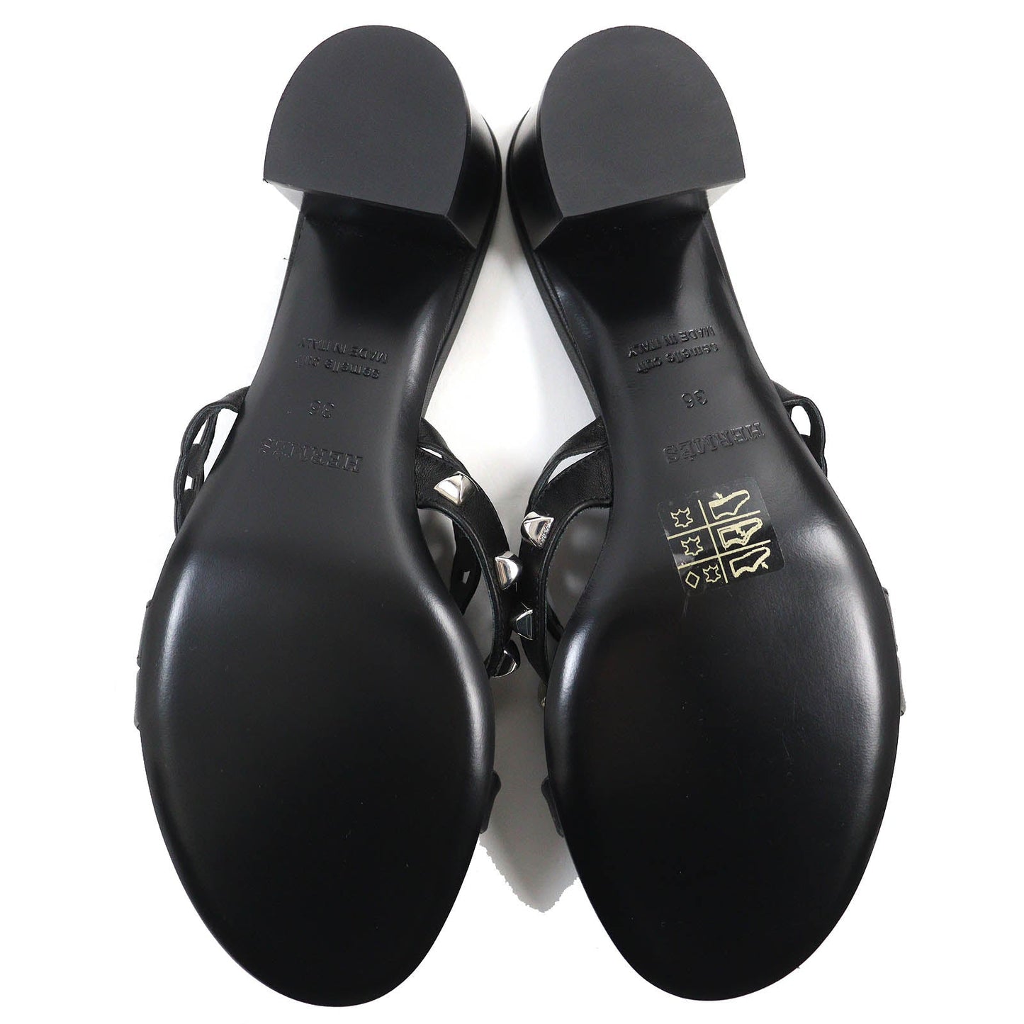 HERMES Sandals 201068Z leather black Agiaccio 36