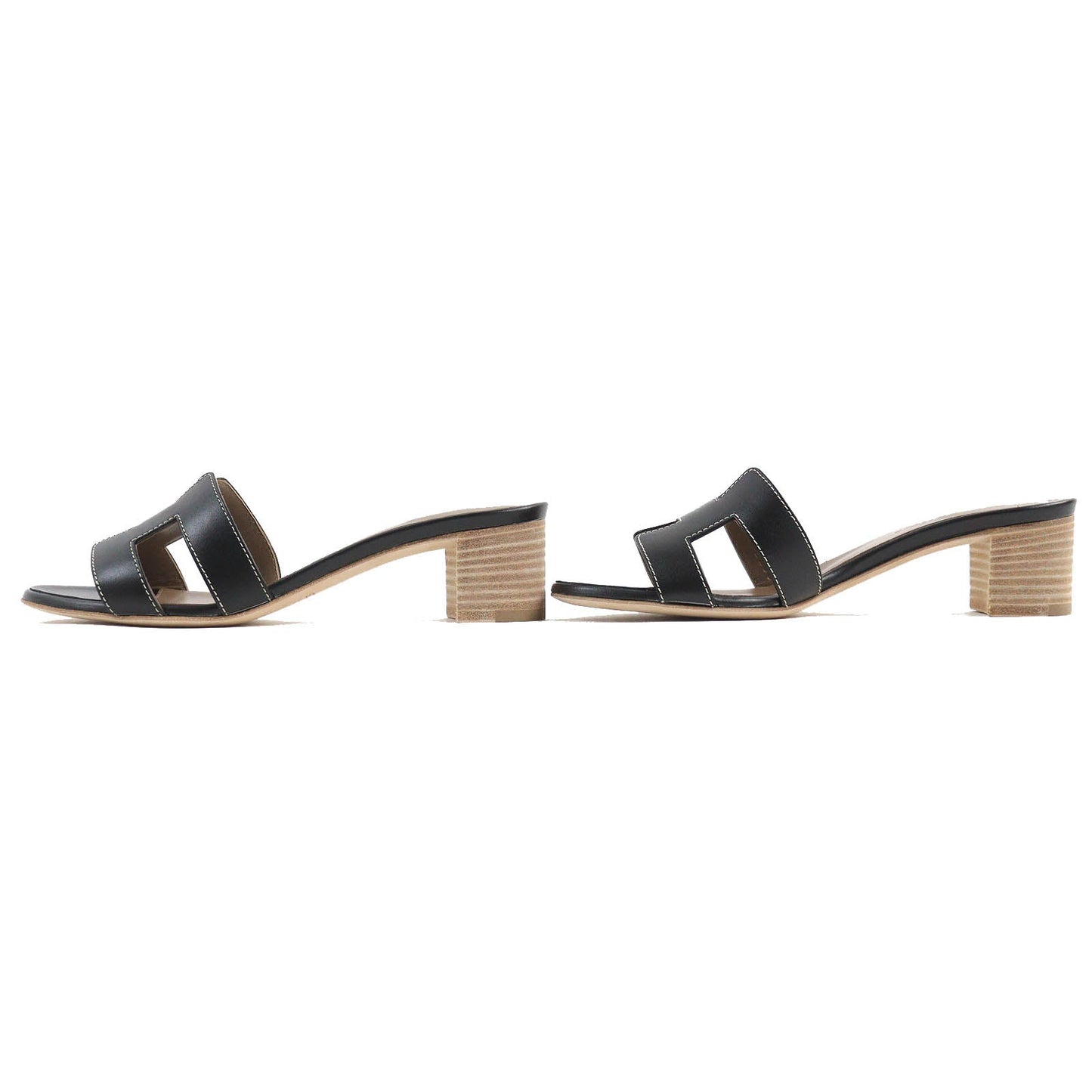HERMES Sandals 071002Z leather black Oasis 35.5