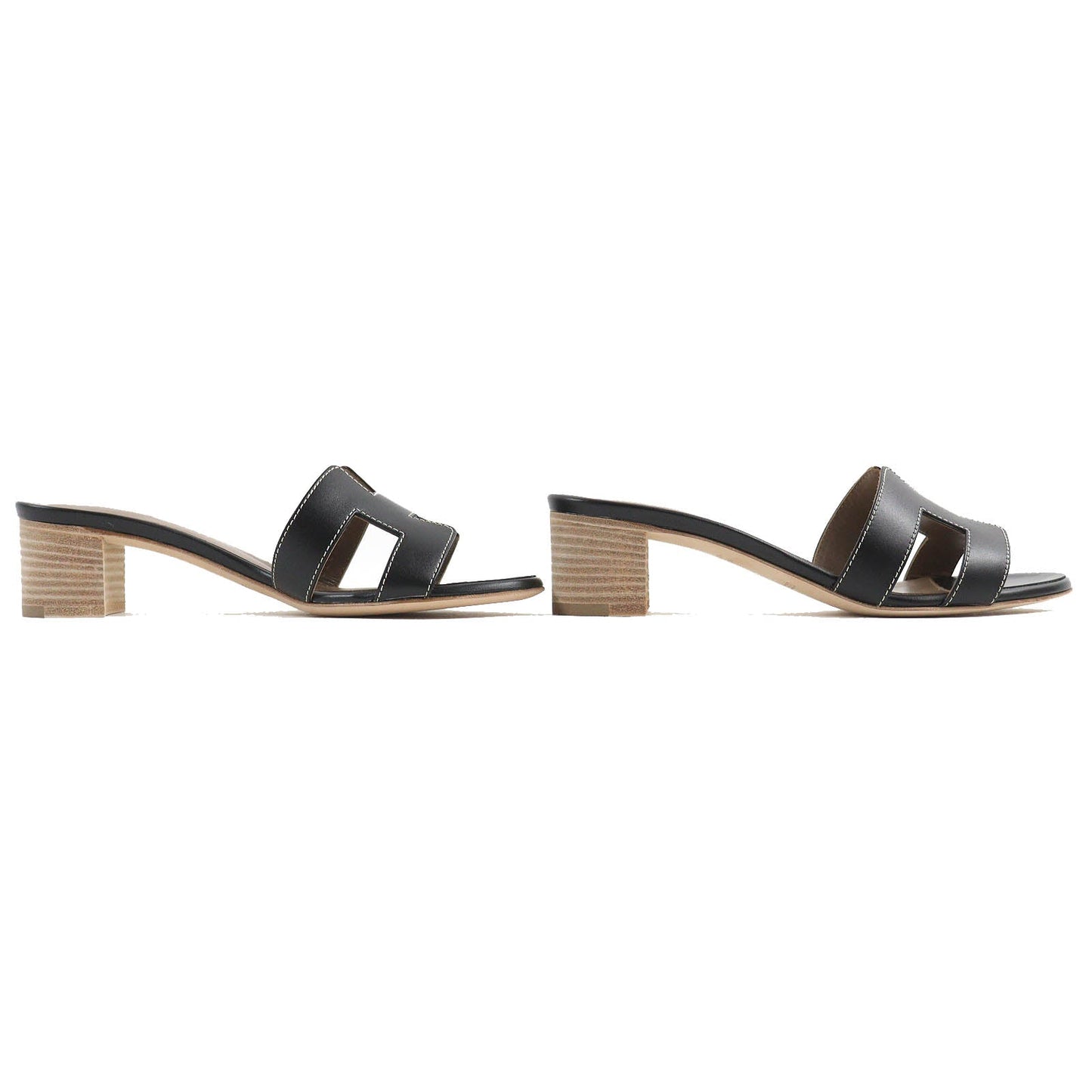 HERMES Sandals 071002Z leather black Oasis 35.5