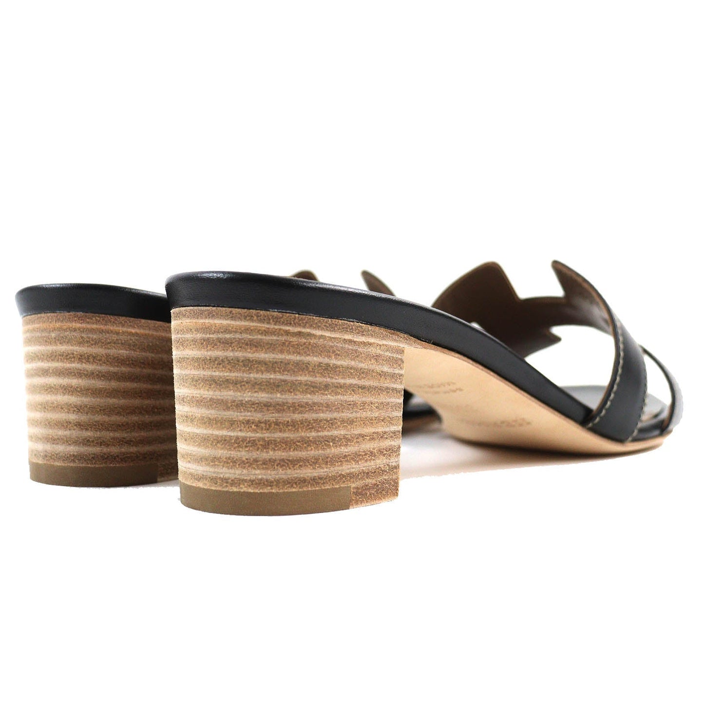 HERMES Sandals 071002Z leather black Oasis 35.5
