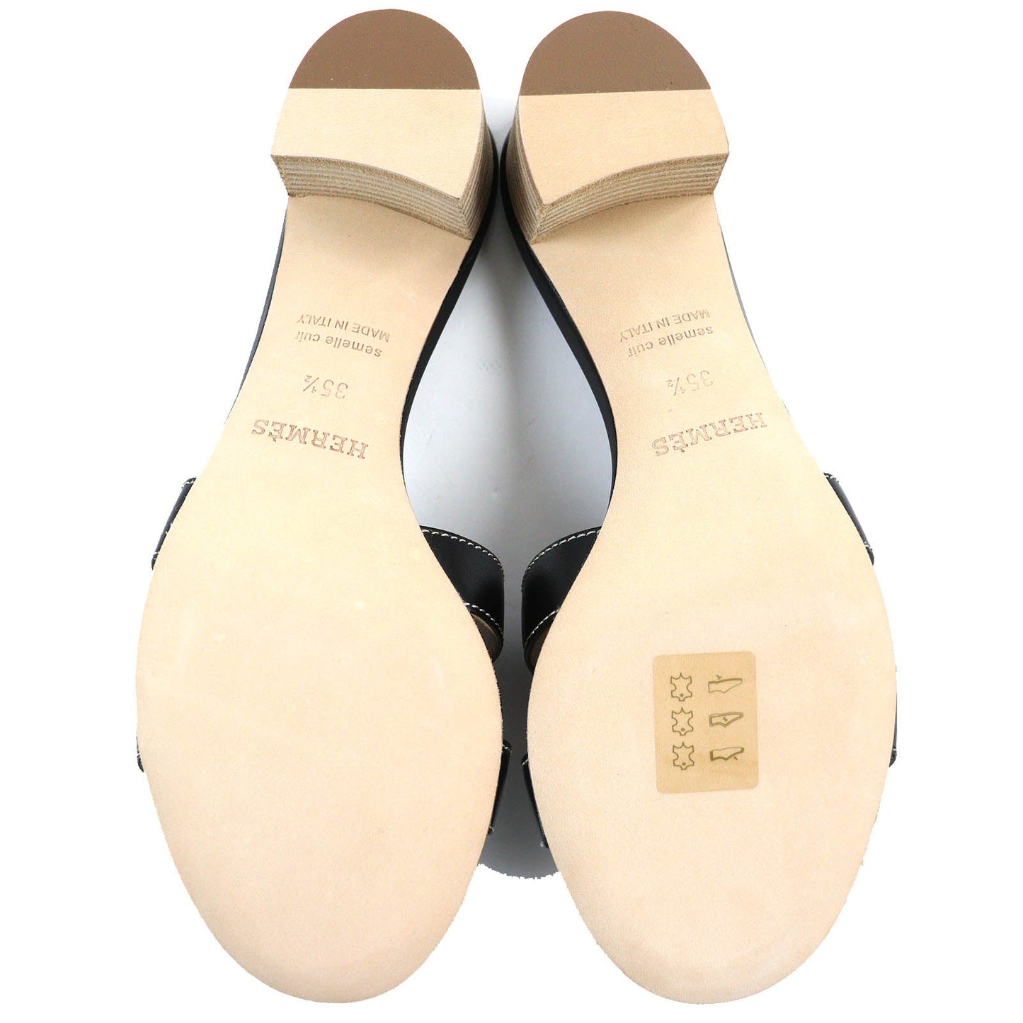 HERMES Sandals 071002Z leather black Oasis 35.5