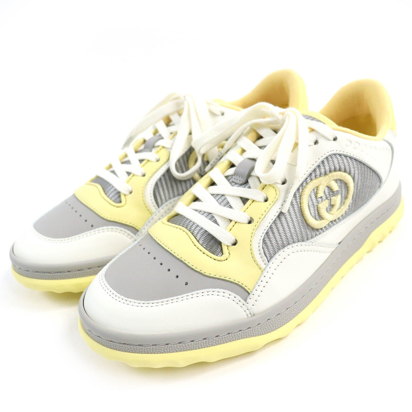 GUCCI sneakers 747954 leather Yellow Gray Off-white type MAC80 36.5