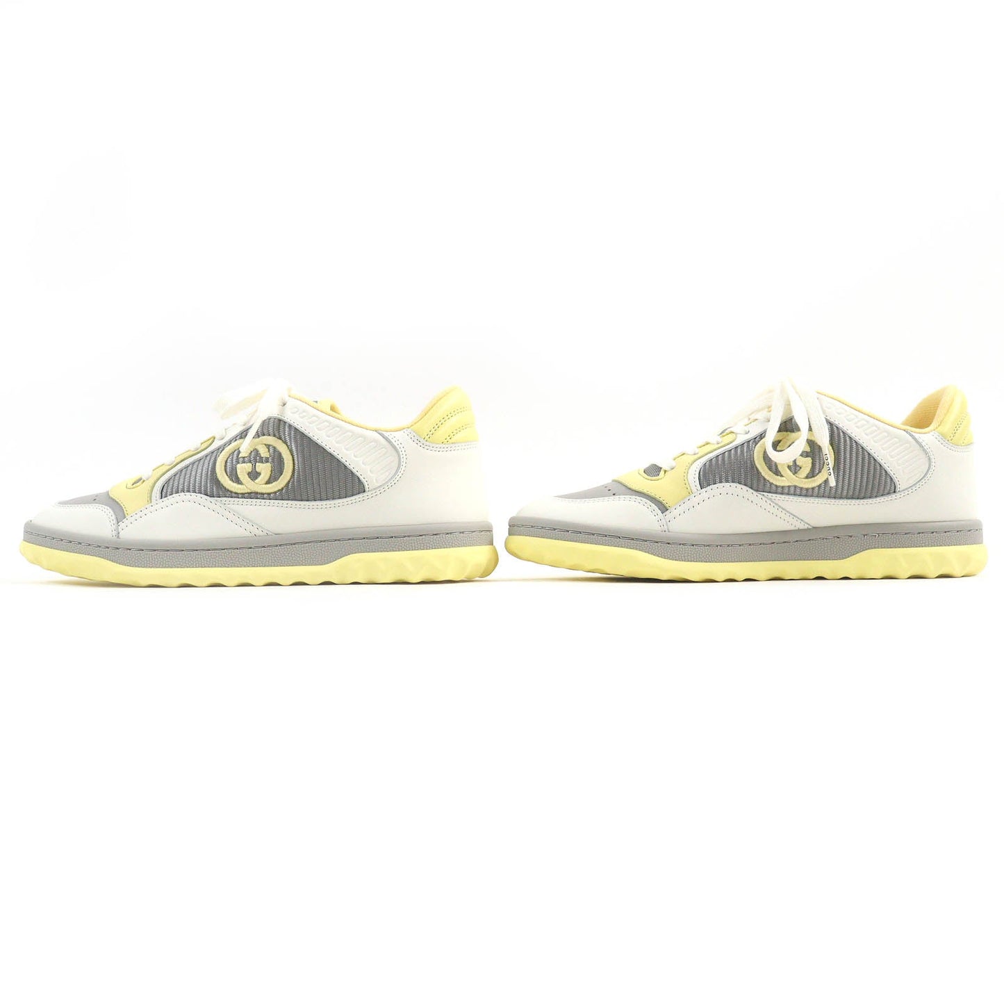 GUCCI sneakers 747954 leather Yellow Gray Off-white type MAC80 36.5