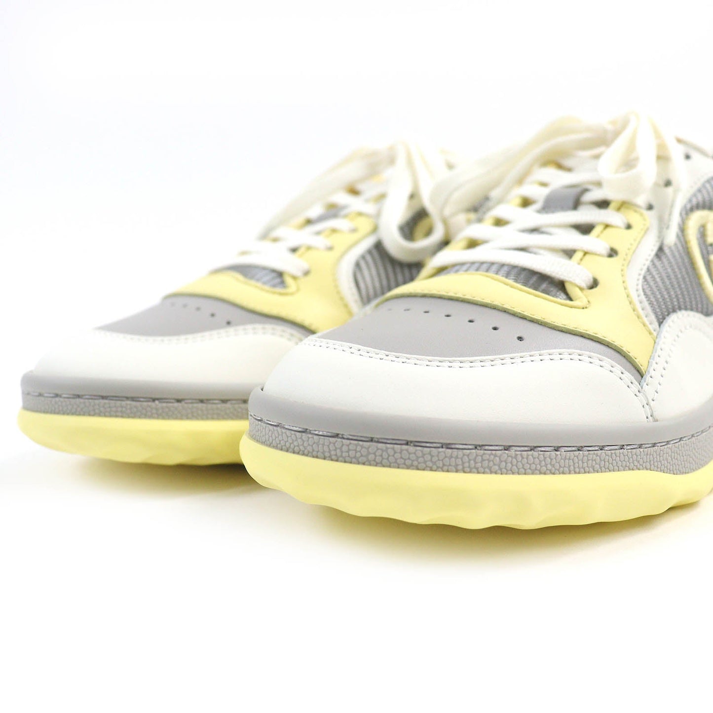 GUCCI sneakers 747954 leather Yellow Gray Off-white type MAC80 36.5