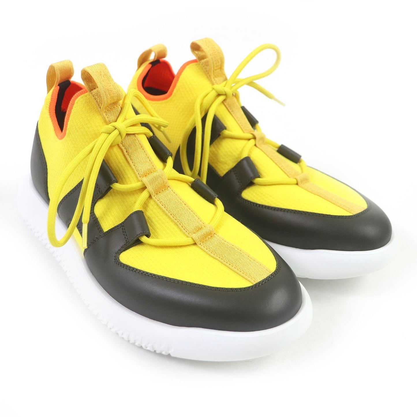 HERMES Low cut sneakers leather Yellow black Duel 40