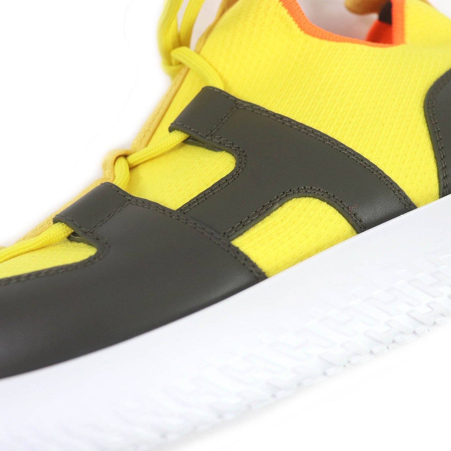 HERMES Low cut sneakers leather Yellow black Duel 40