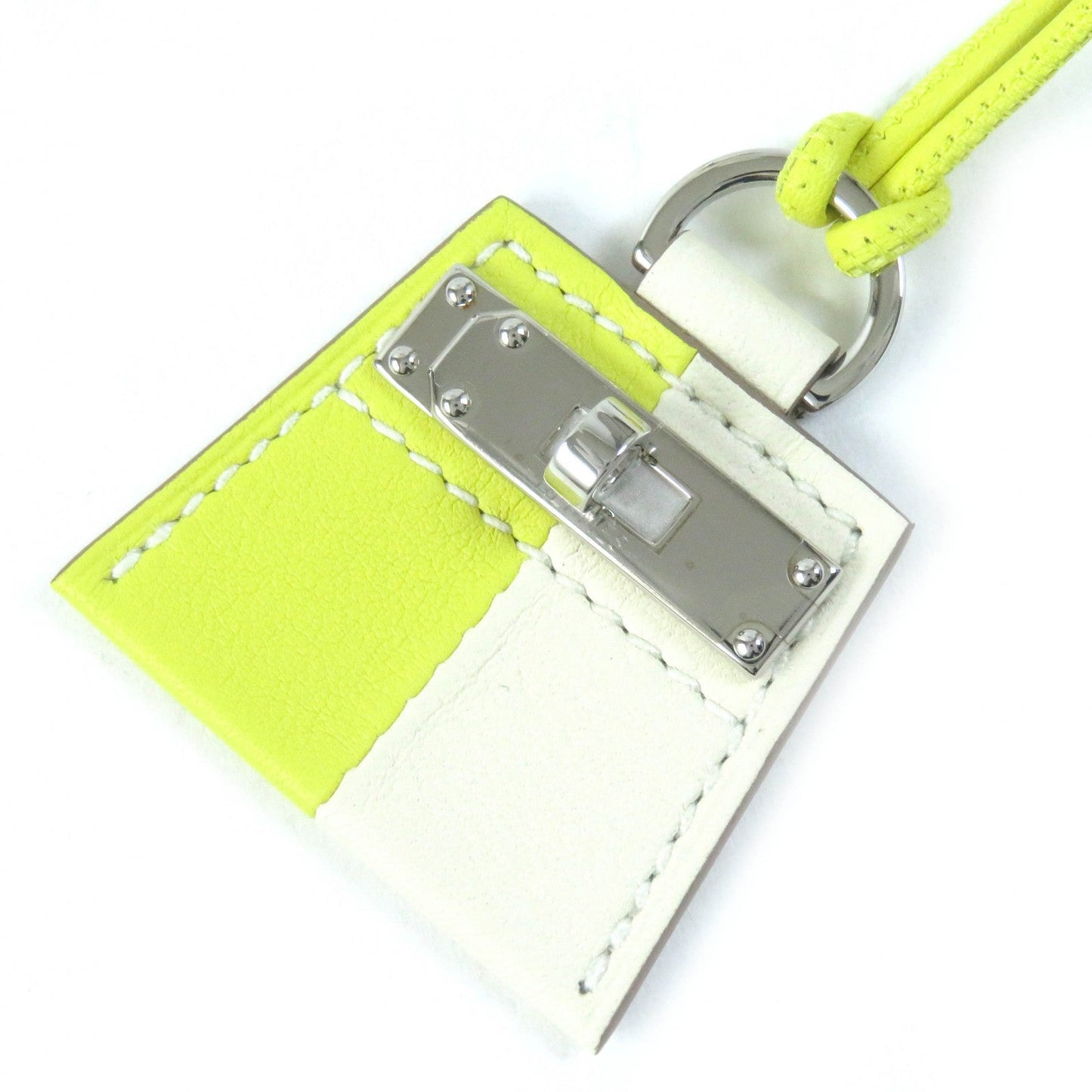 HERMES Necklace leather Beige yellow Mont Petit Kelly