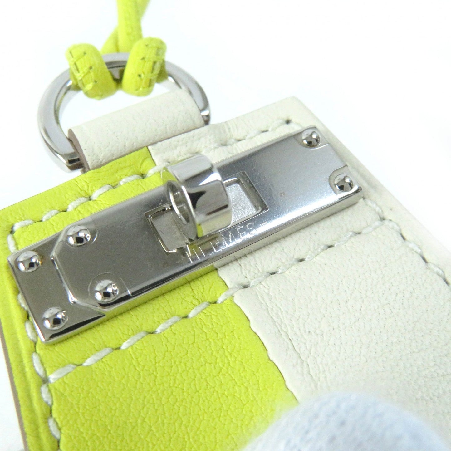 HERMES Necklace leather Beige yellow Mont Petit Kelly