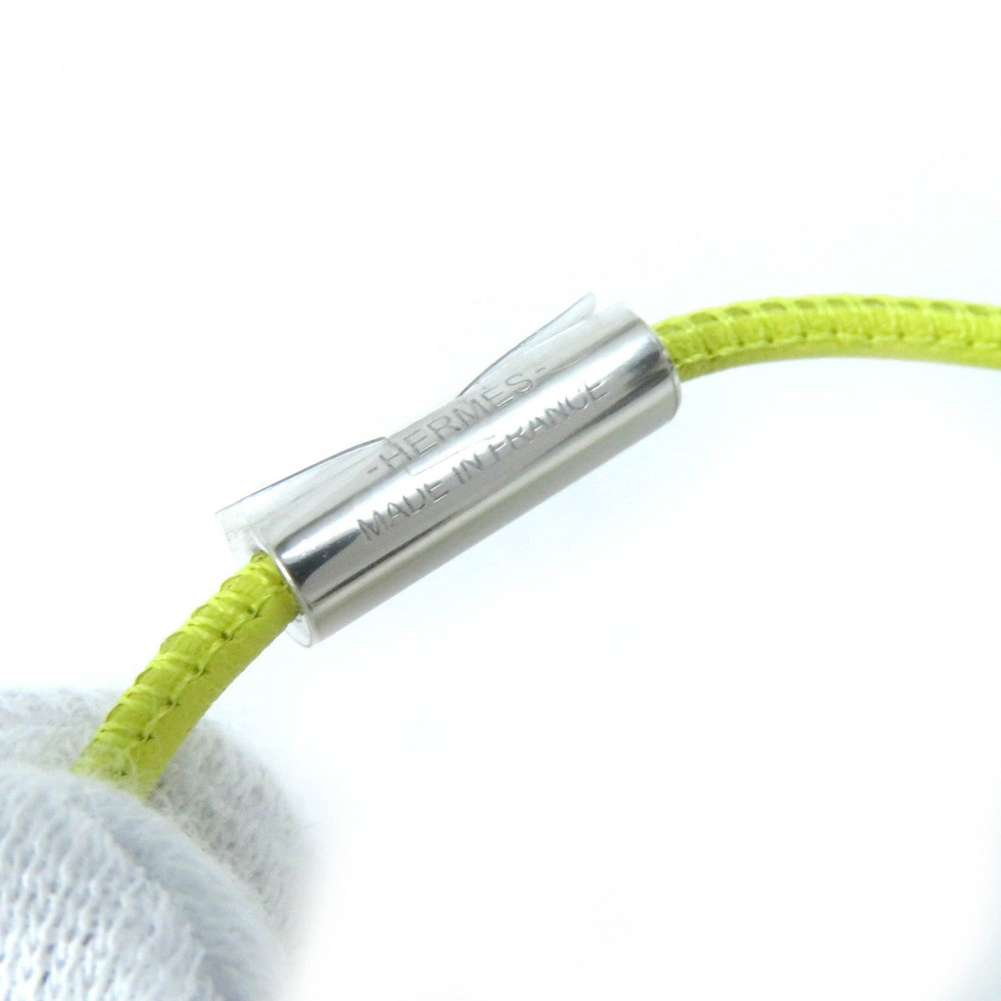 HERMES Necklace leather Beige yellow Mont Petit Kelly