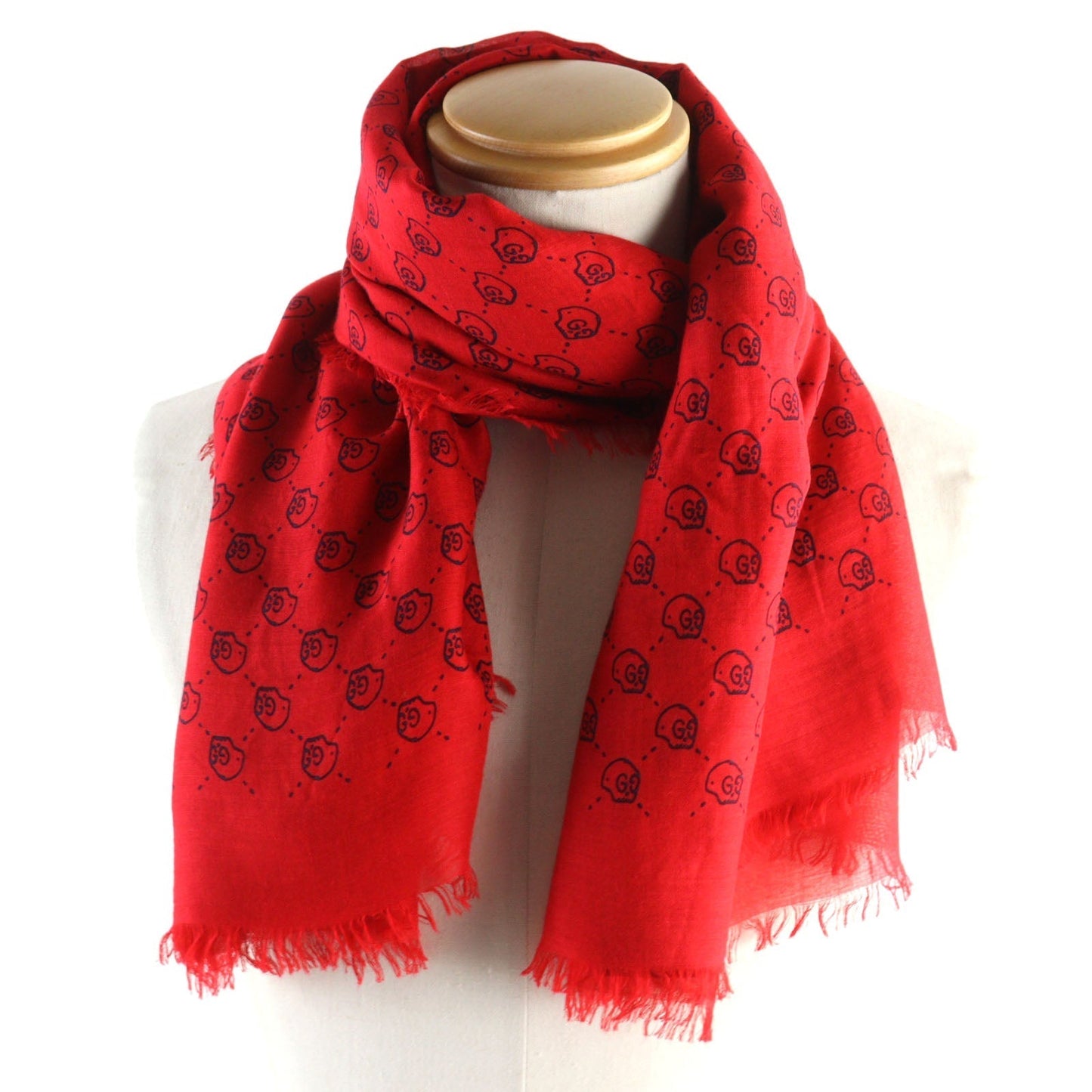 GUCCI scarf 453225 Rayon Red black