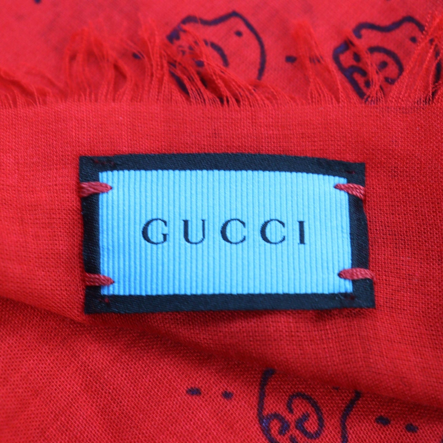 GUCCI scarf 453225 Rayon Red black