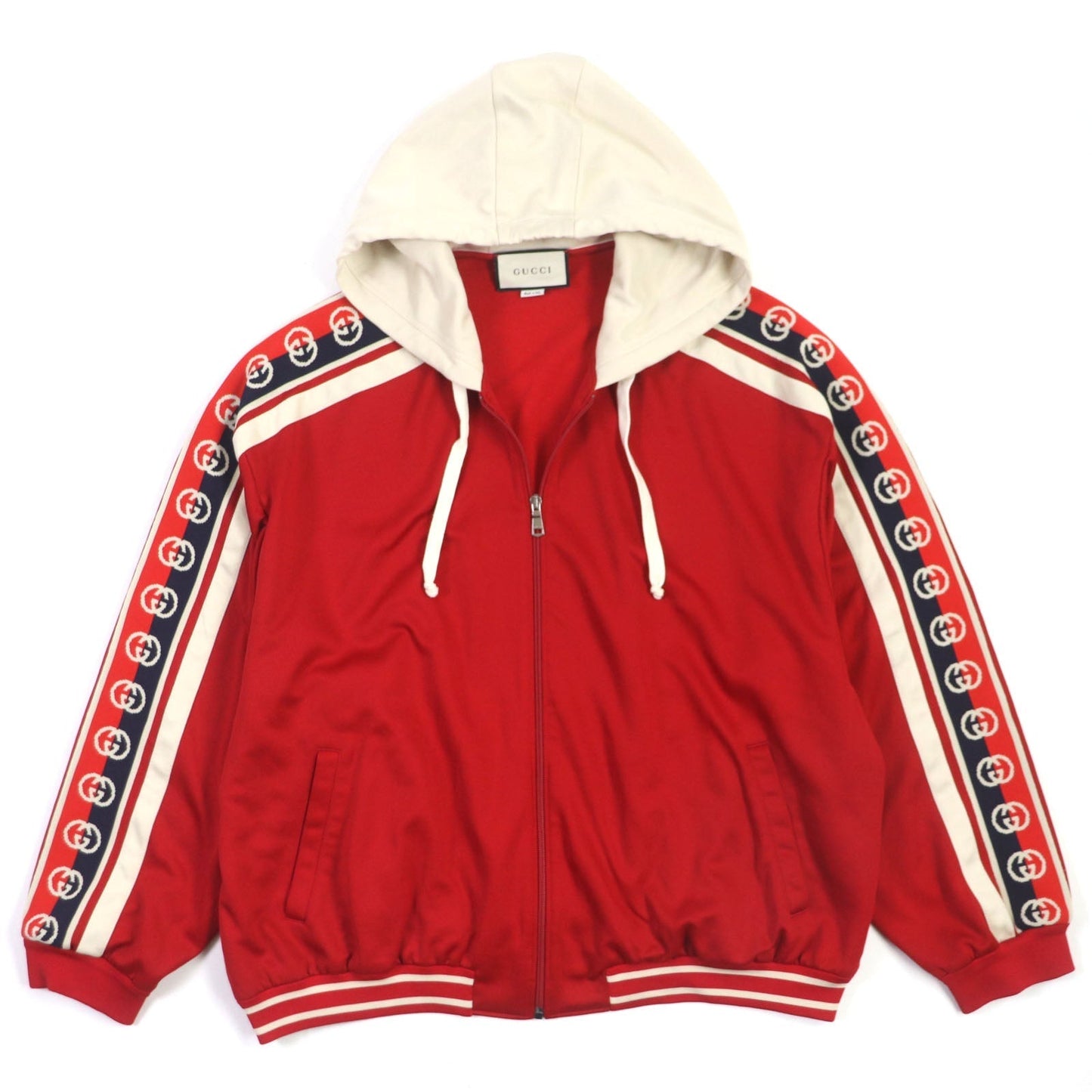 GUCCI Track jacket 575758 polyester Red beige Interlocking G XL