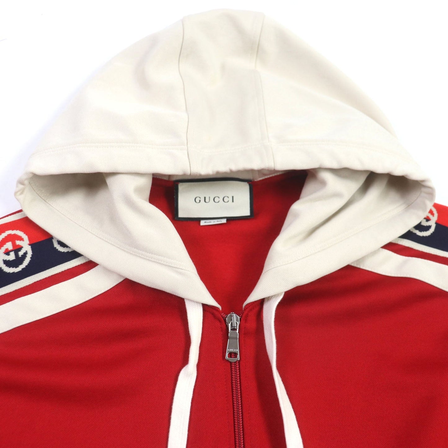 GUCCI Track jacket 575758 polyester Red beige Interlocking G XL