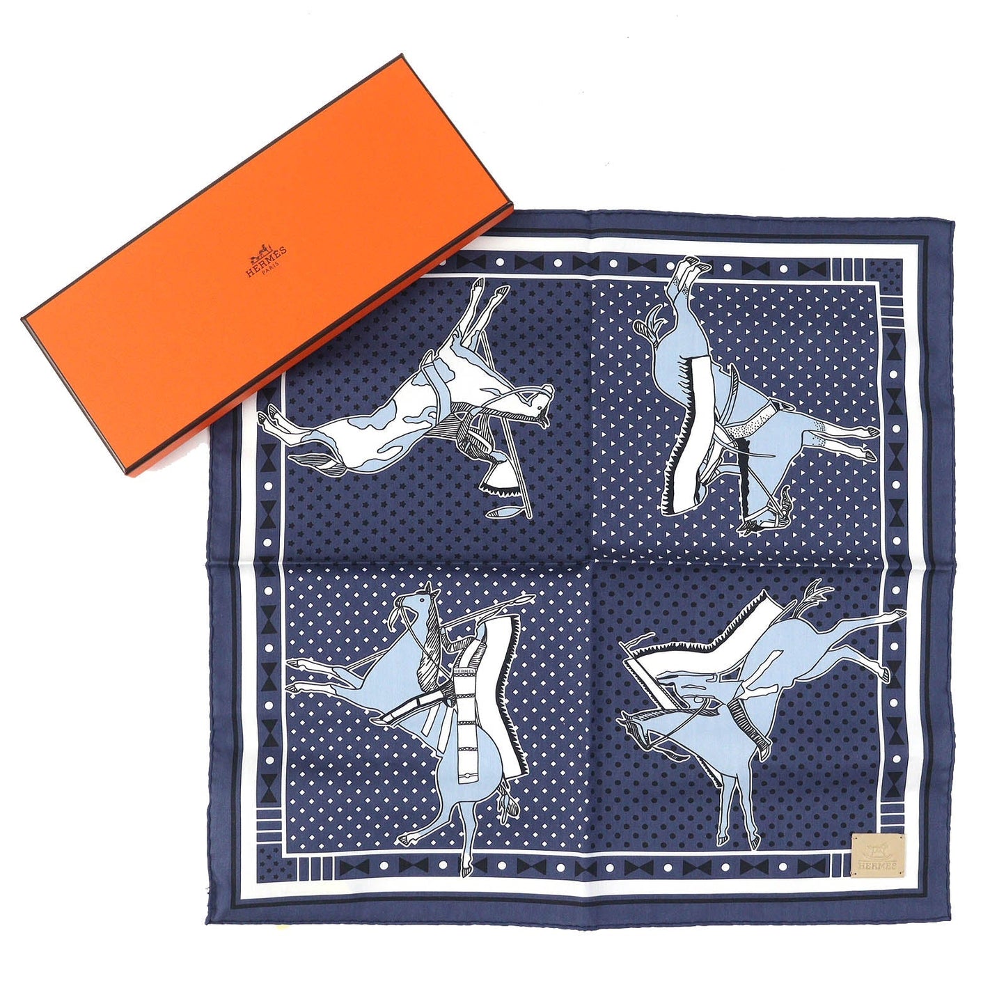 HERMES scarf cotton blue Tipi Bandana 40