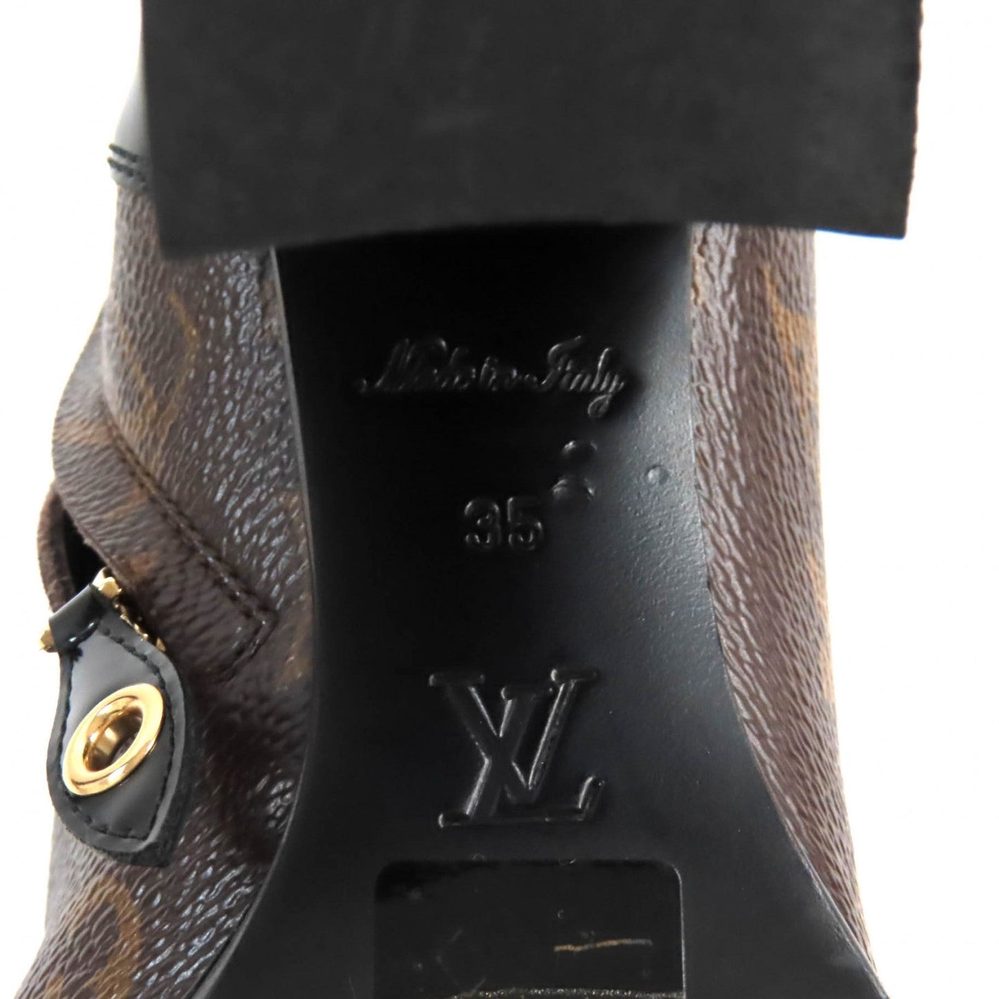 LOUIS VUITTON Ankle boots Monogram canvas Brown black Star Trail Line 35