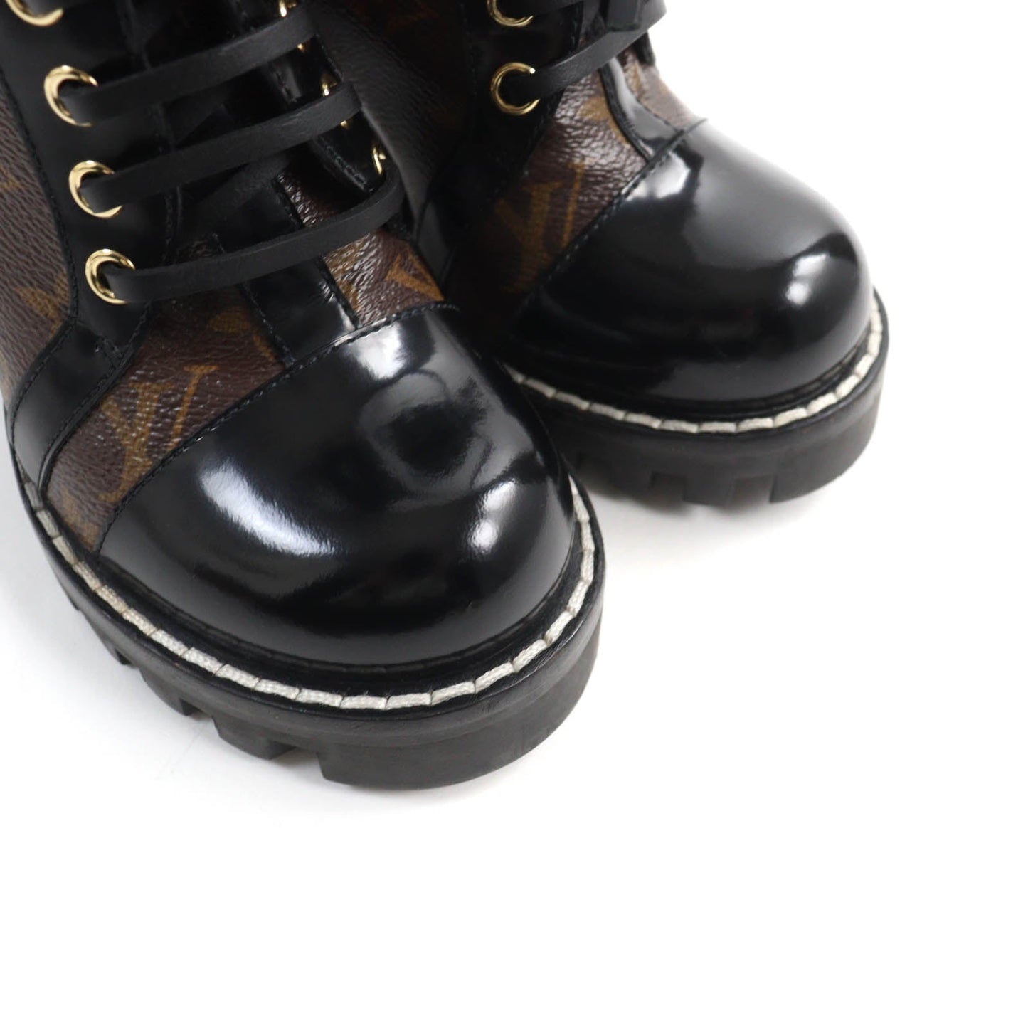 LOUIS VUITTON Ankle boots Monogram canvas Brown black Star Trail Line 35