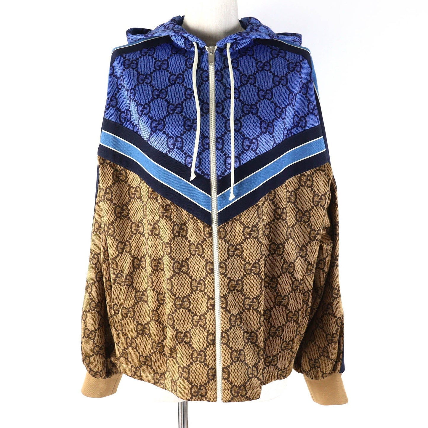 GUCCI Hoodie 546381 polyester Blue type Brown type GG Technical Jersey Jacket XS