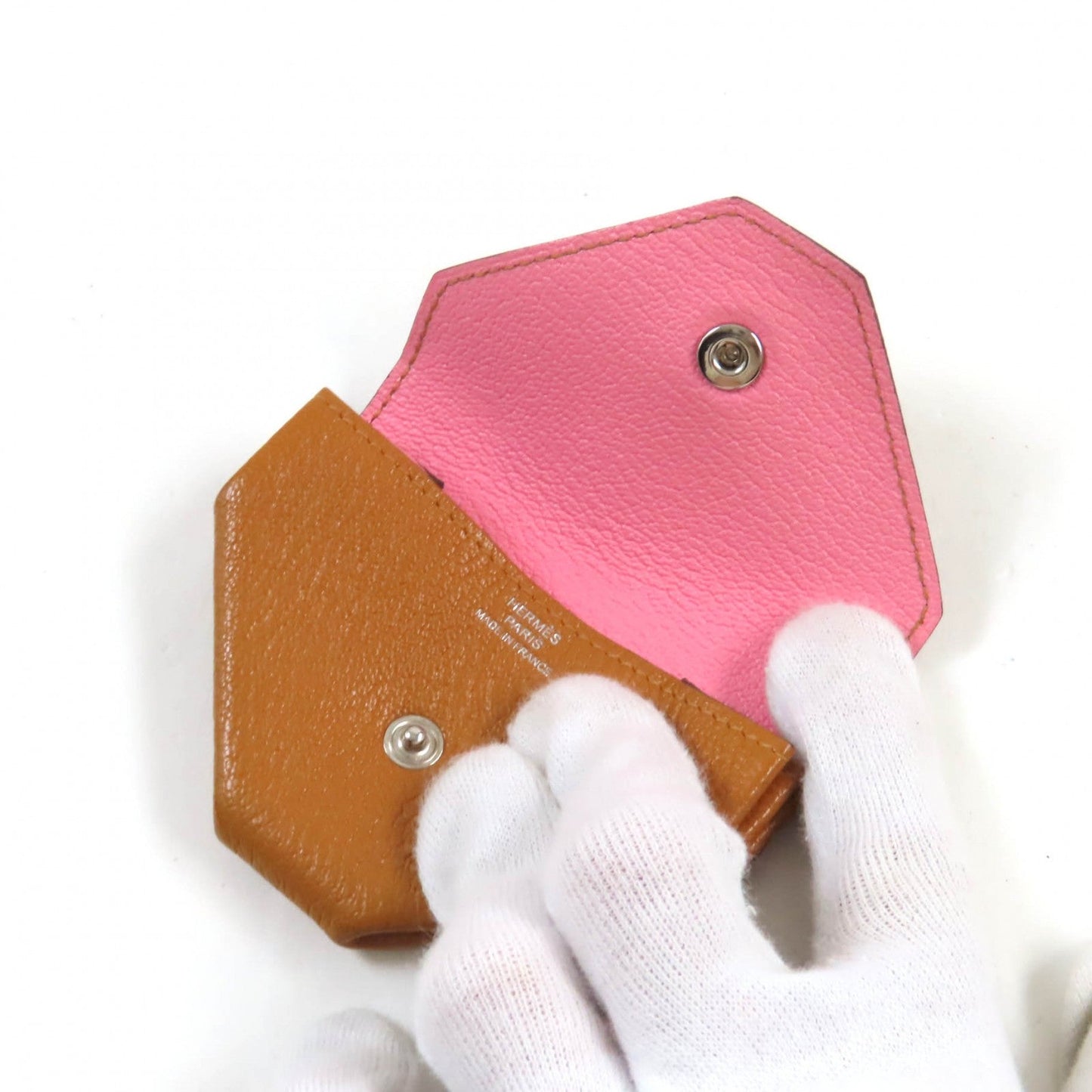 HERMES Coin case Shoble misol Brown pink Revan Cattle