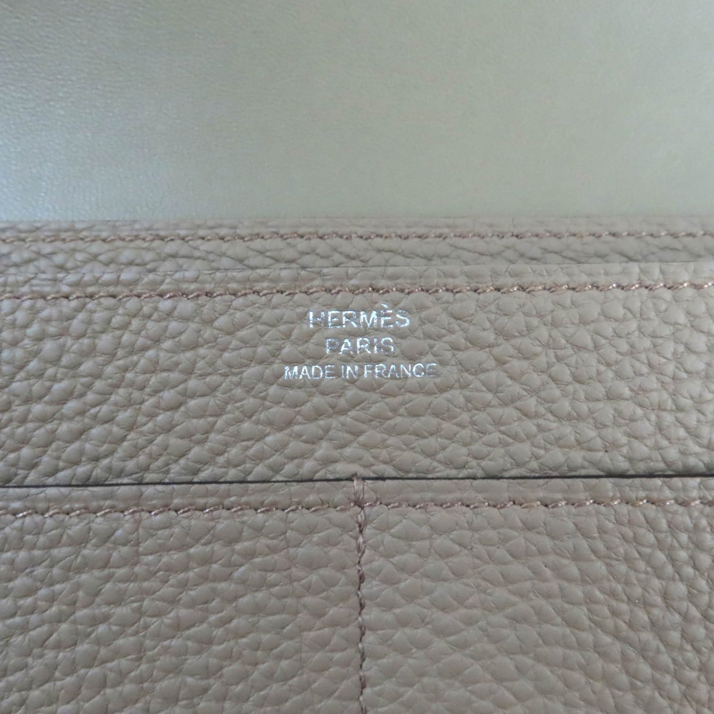 HERMES Long Wallet Purse Togo beige marfa Dogon GM