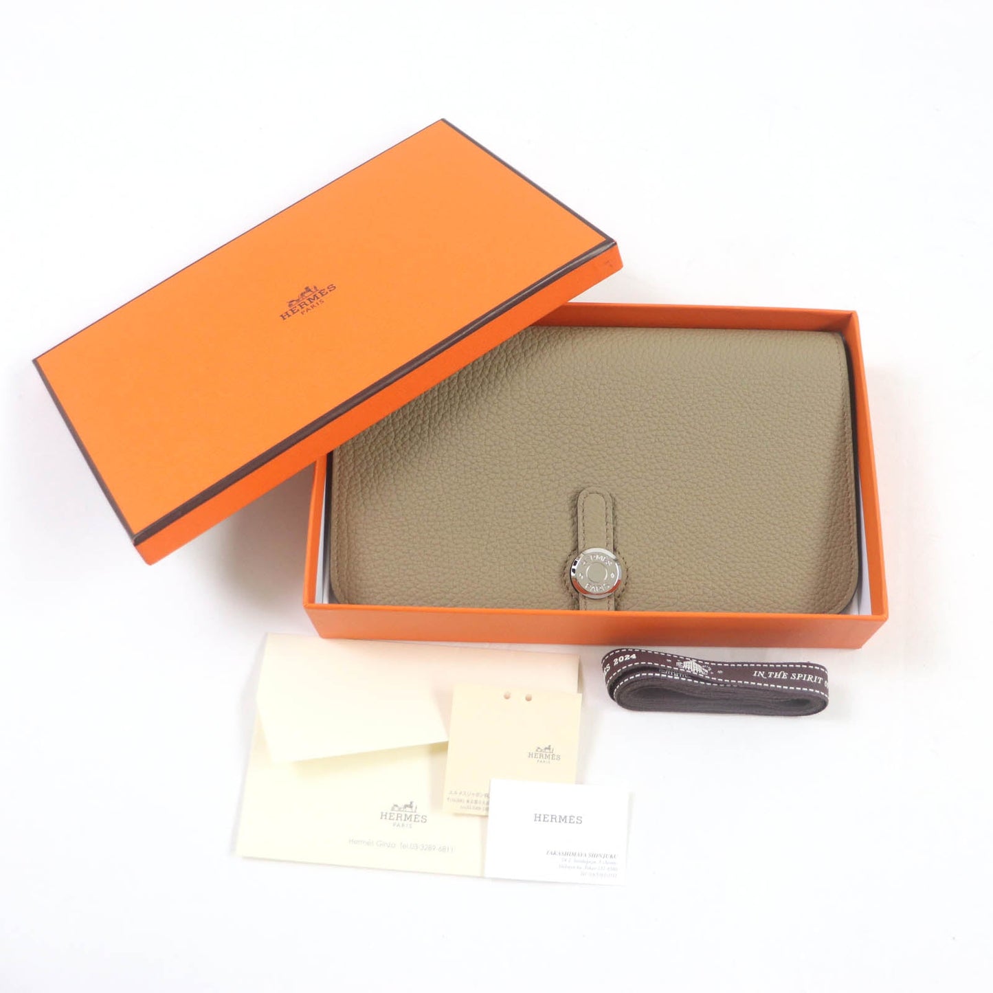 HERMES Long Wallet Purse Togo beige marfa Dogon GM