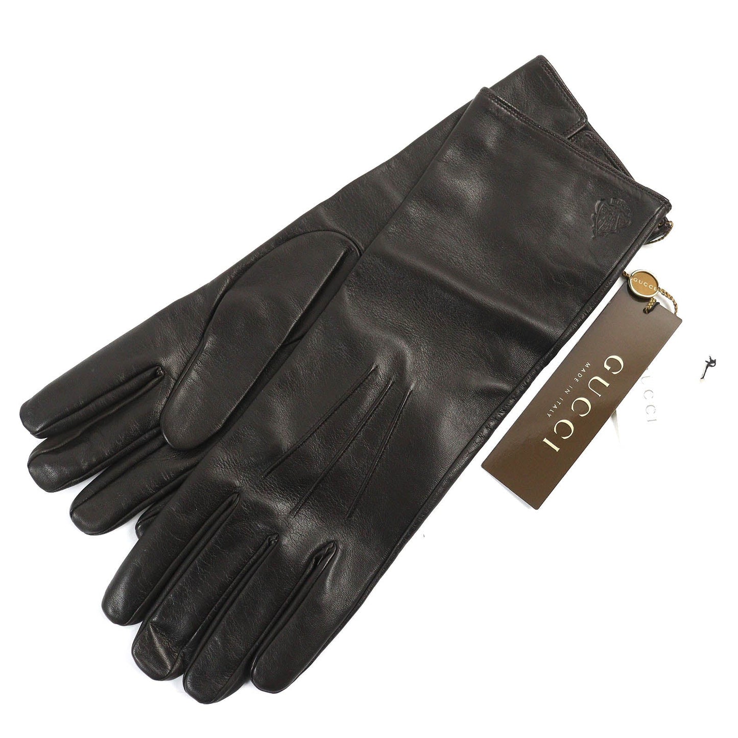 GUCCI gloves 203799 Lamb leather Dark brown 9