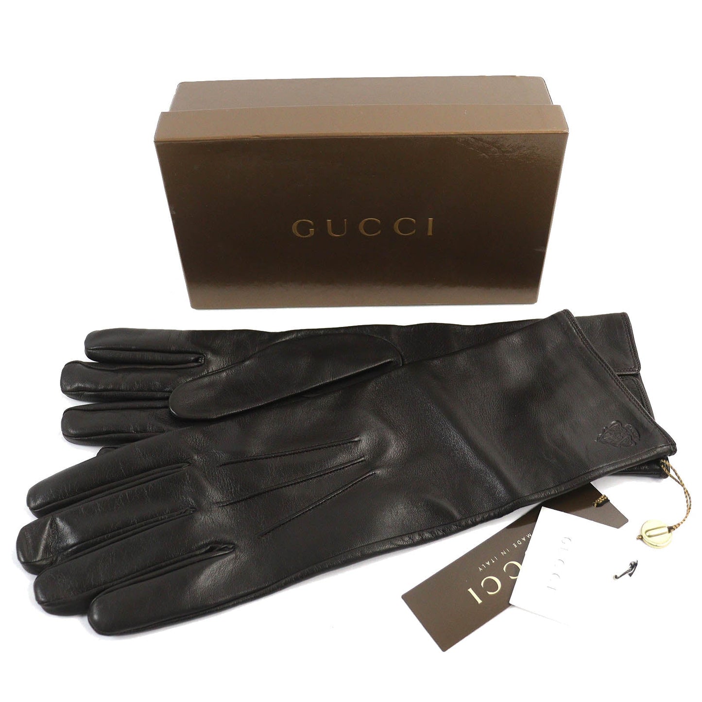 GUCCI gloves 203799 Lamb leather Dark brown 9