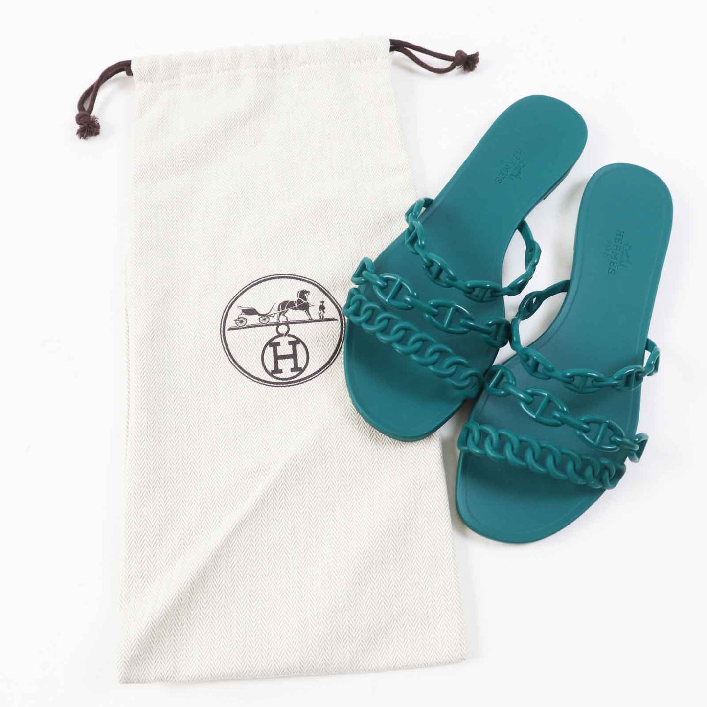 HERMES Sandals rubber green Rivage Rivage 37