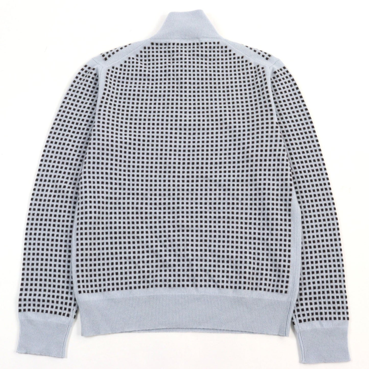 HERMES knit cashmere Light Blue Brown All-over Pattern S