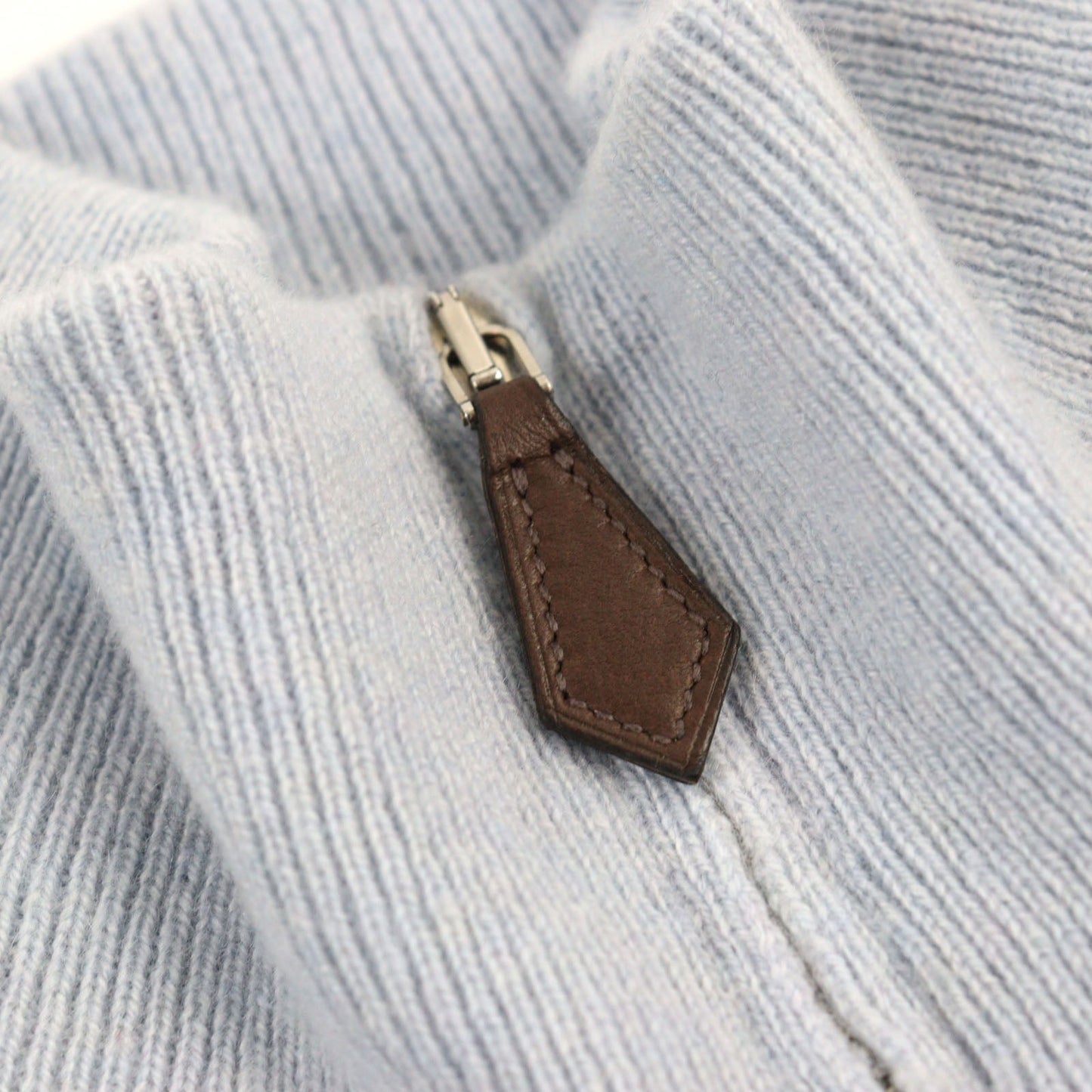 HERMES knit cashmere Light Blue Brown All-over Pattern S