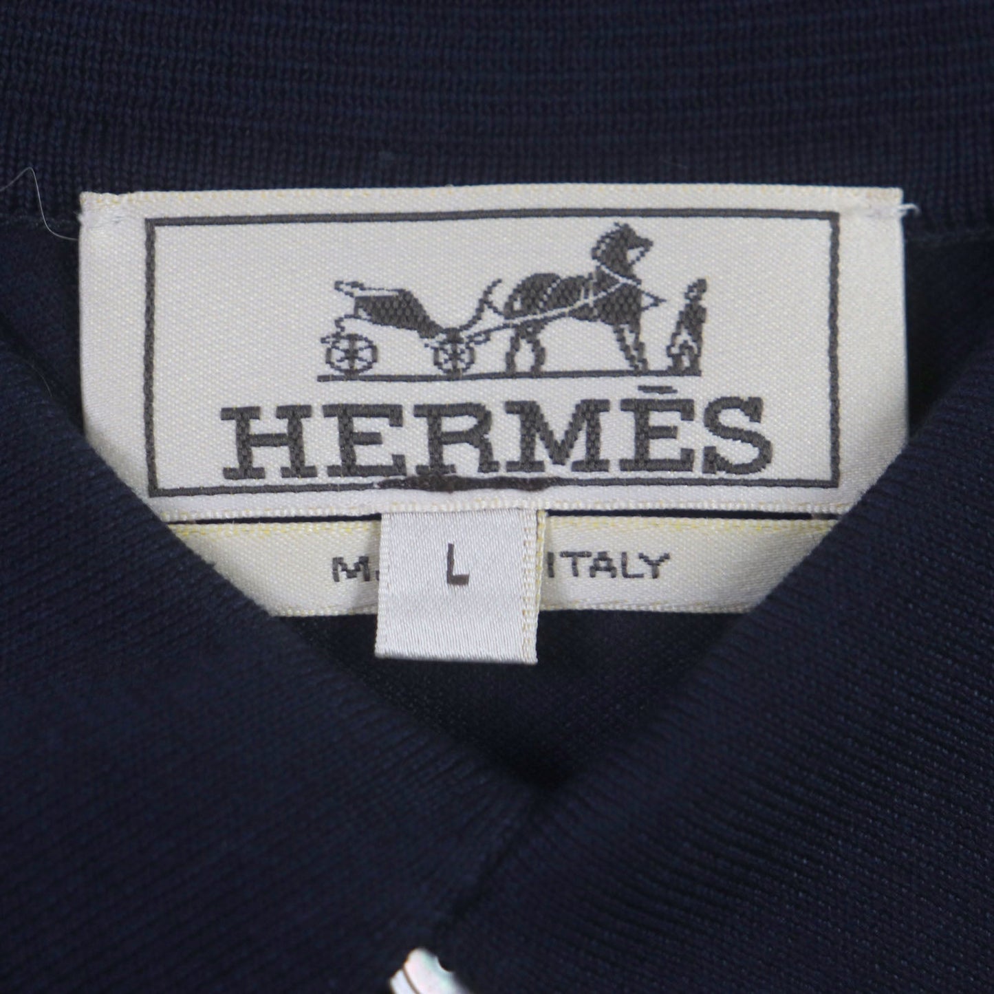 HERMES Short sleeve polo shirt cotton Navy L