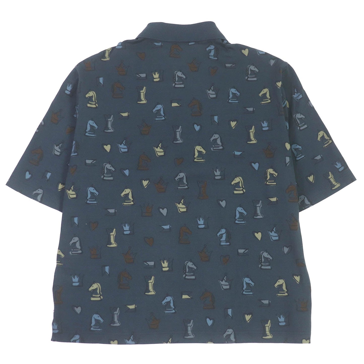 HERMES Short sleeve polo shirt cotton Blue type S