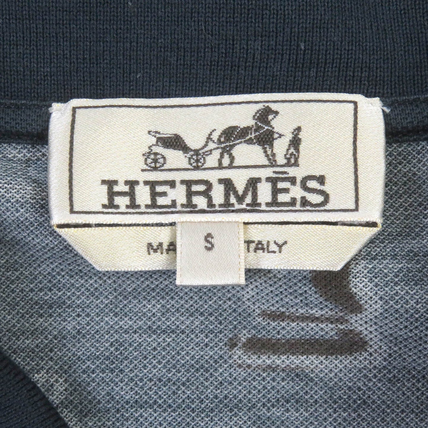 HERMES Short sleeve polo shirt cotton Blue type S