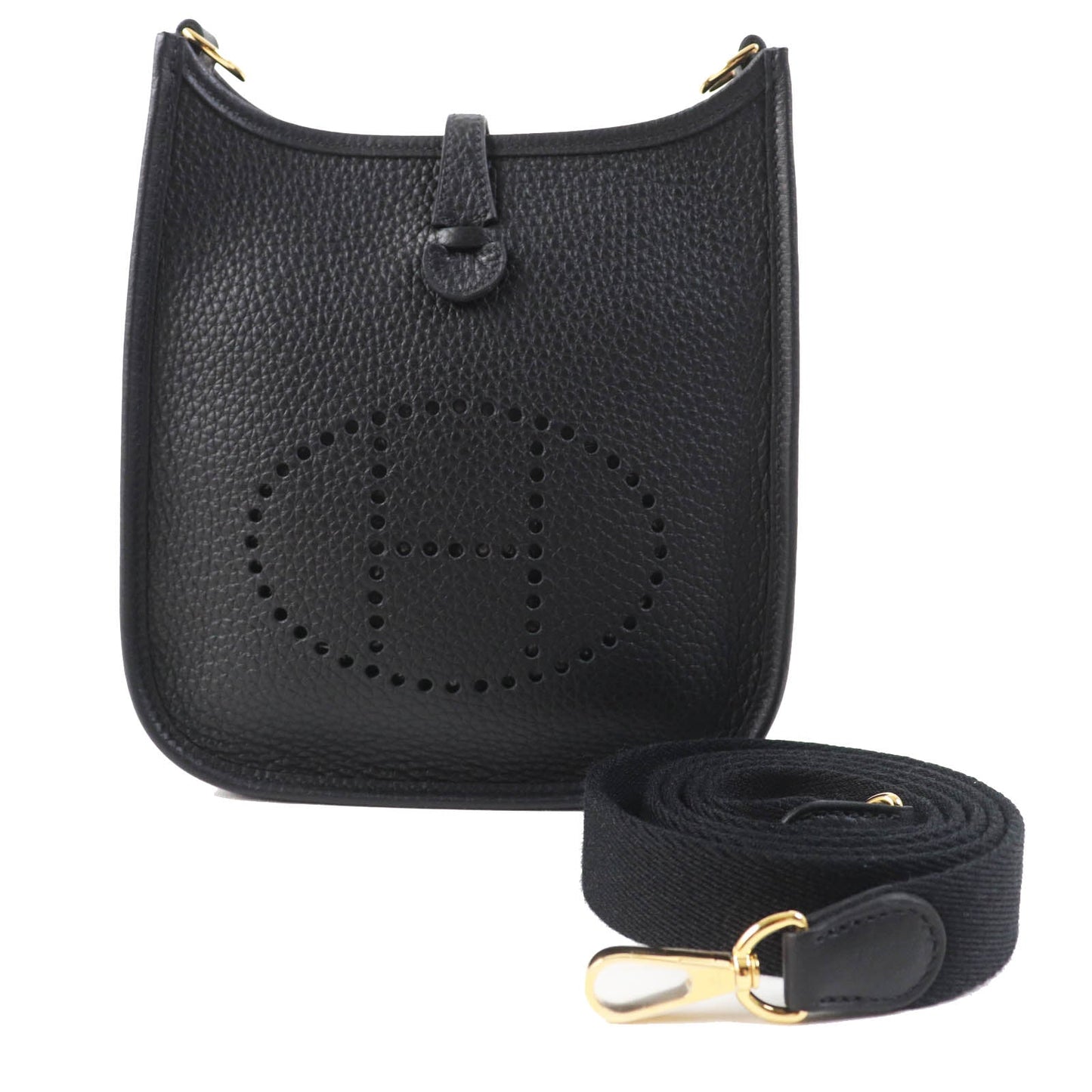HERMES Shoulder Bag Taurillon Clemence black Evelyn TPM
