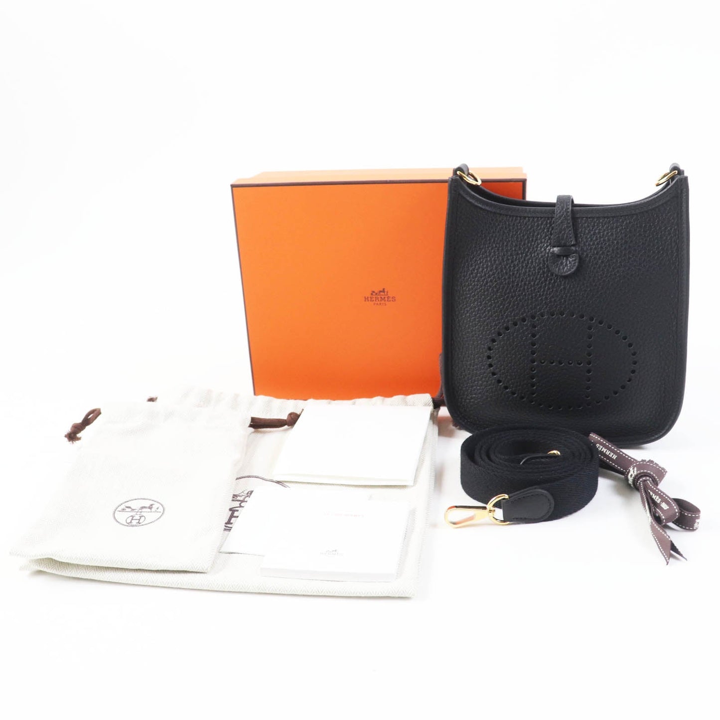 HERMES Shoulder Bag Taurillon Clemence black Evelyn TPM
