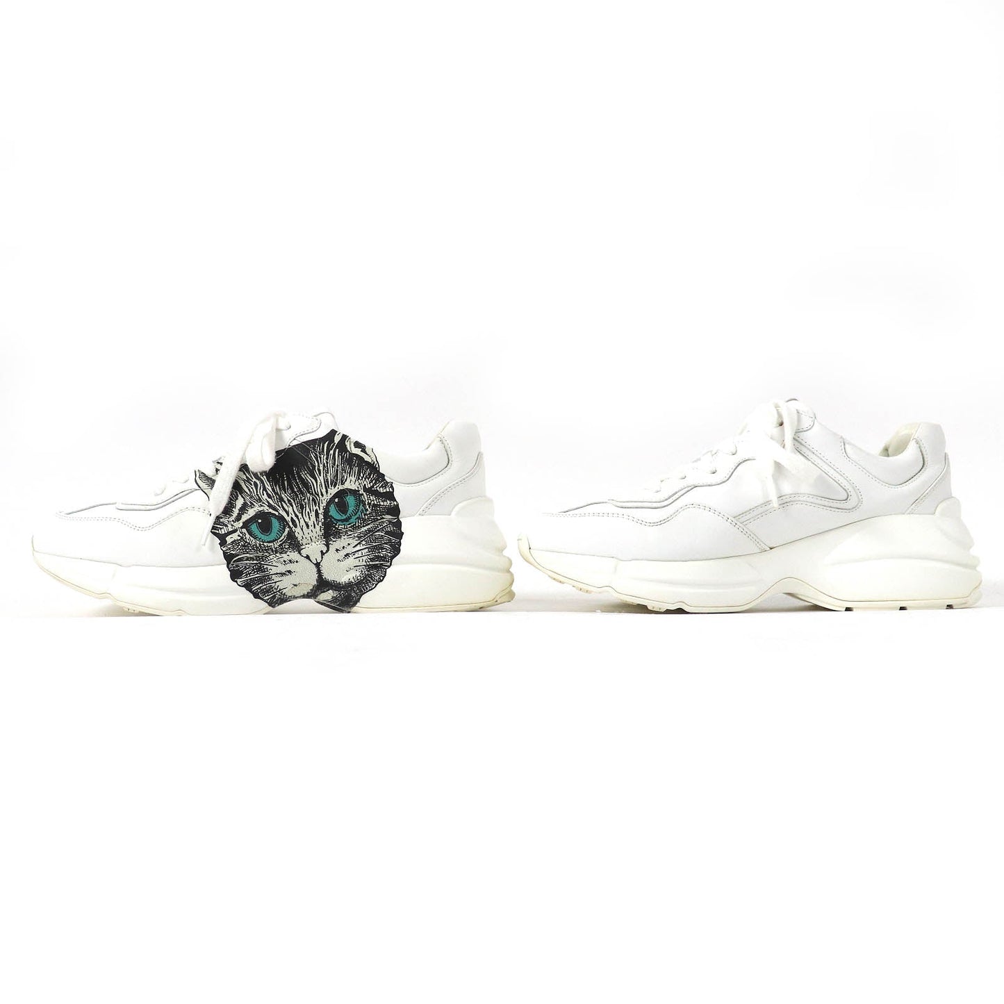 GUCCI sneakers 58337 Main: Leather White Black Green Yellow Mystic cat Women 38 Used