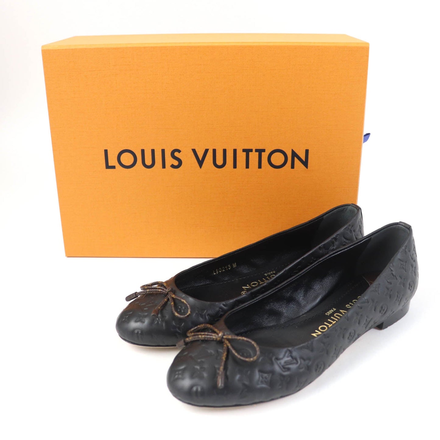 LOUIS VUITTON Ballet shoes leather black Nina Line Ballerina 36