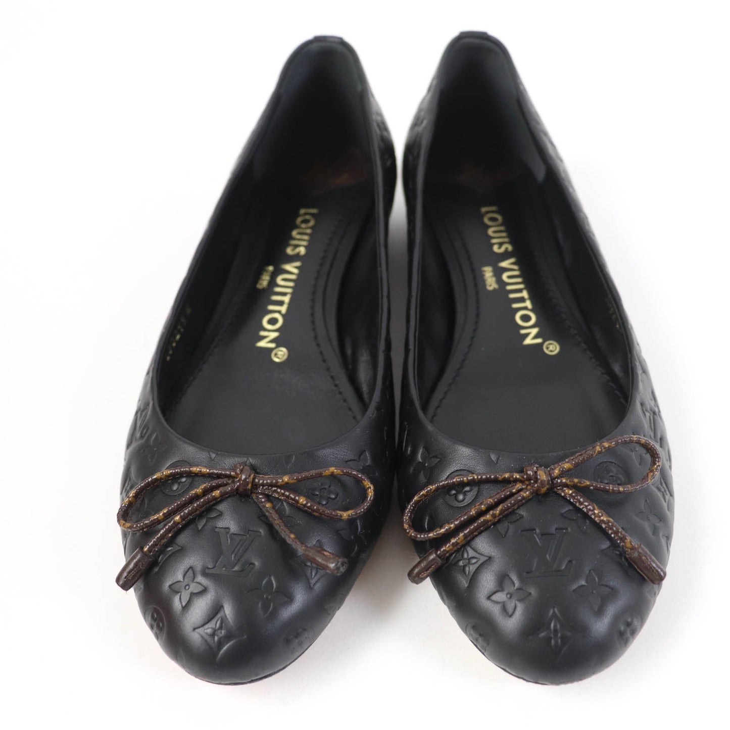 LOUIS VUITTON Ballet shoes leather black Nina Line Ballerina 36