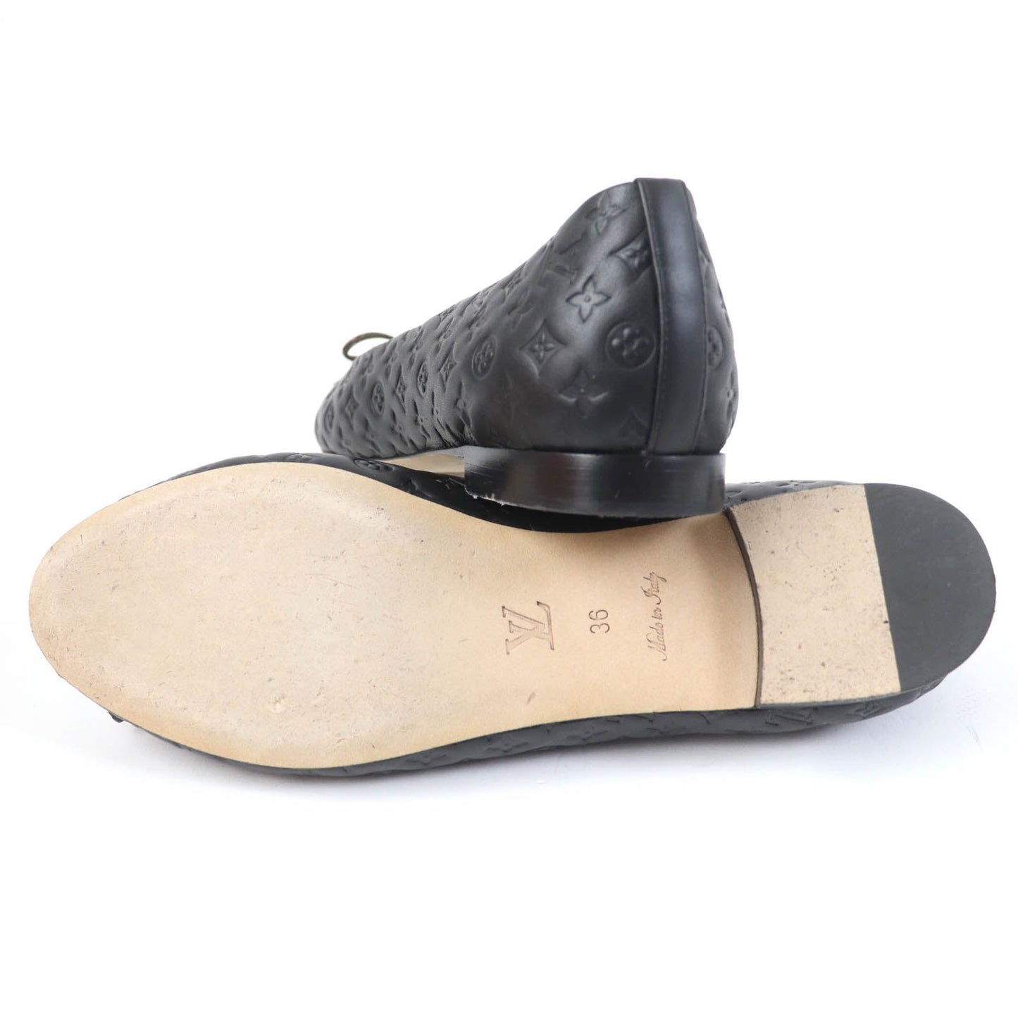 LOUIS VUITTON Ballet shoes leather black Nina Line Ballerina 36