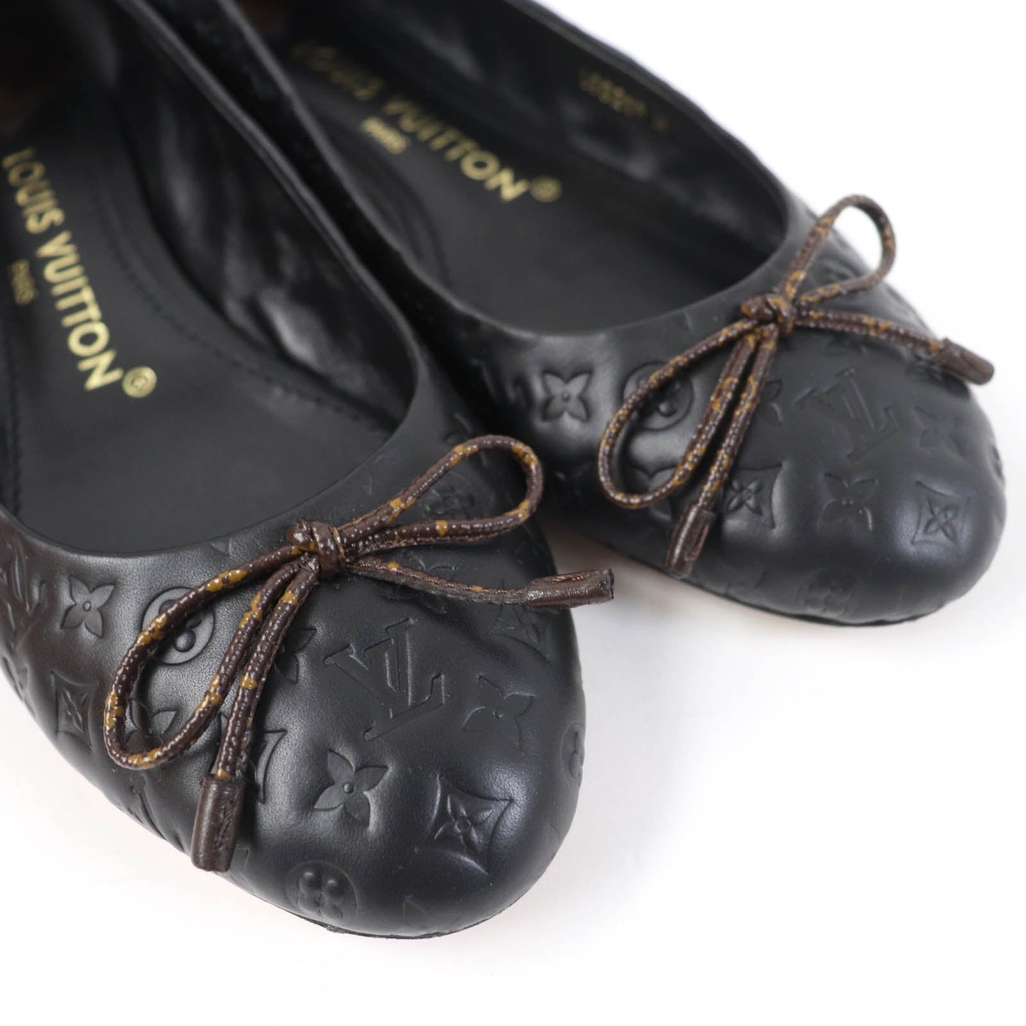 LOUIS VUITTON Ballet shoes leather black Nina Line Ballerina 36