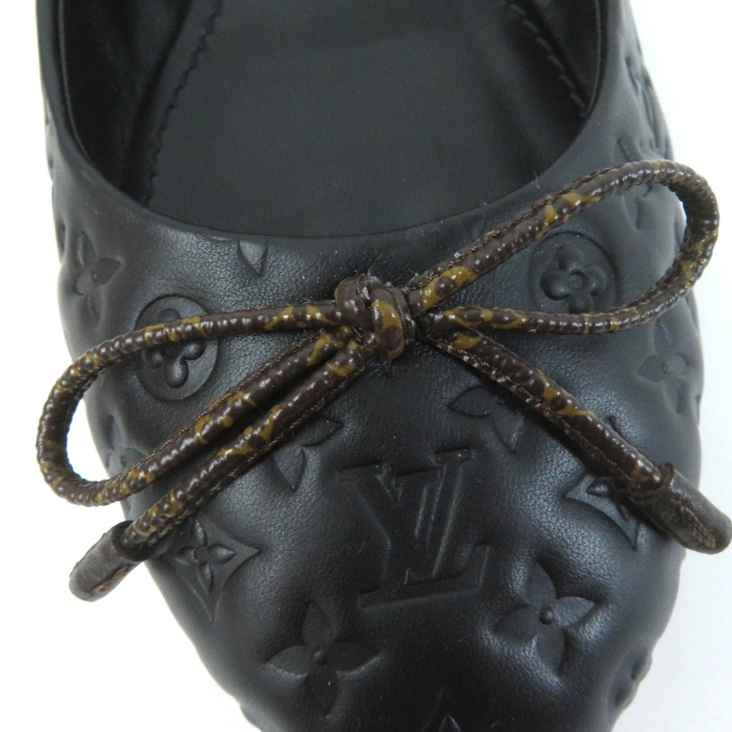 LOUIS VUITTON Ballet shoes leather black Nina Line Ballerina 36