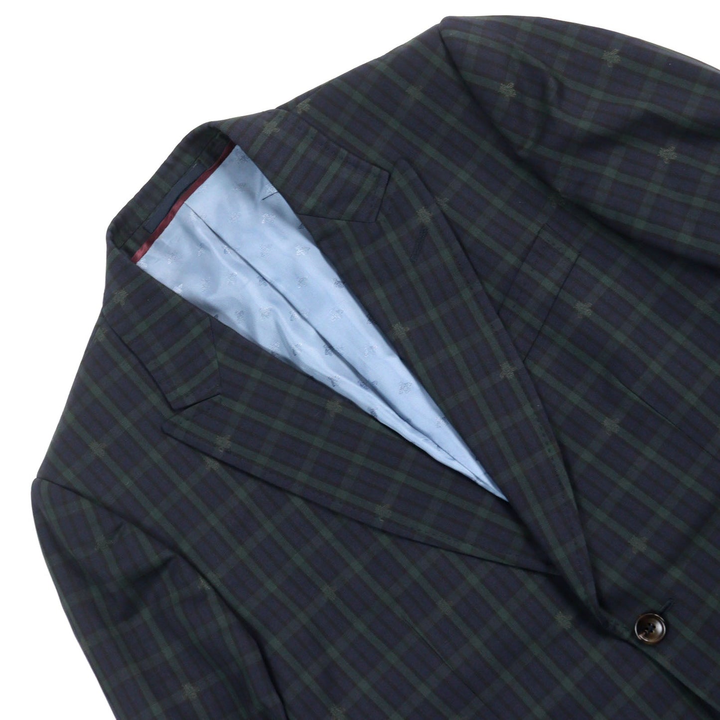 GUCCI tailored jacket 473215 wool Navy Green Check Pattern