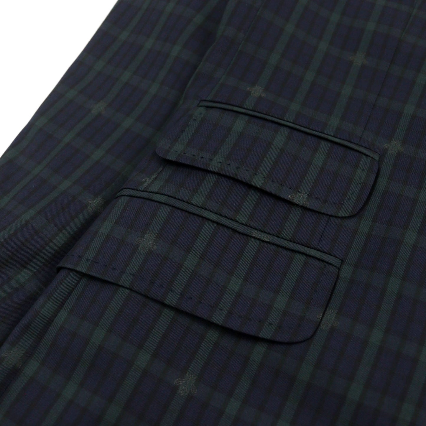 GUCCI tailored jacket 473215 wool Navy Green Check Pattern