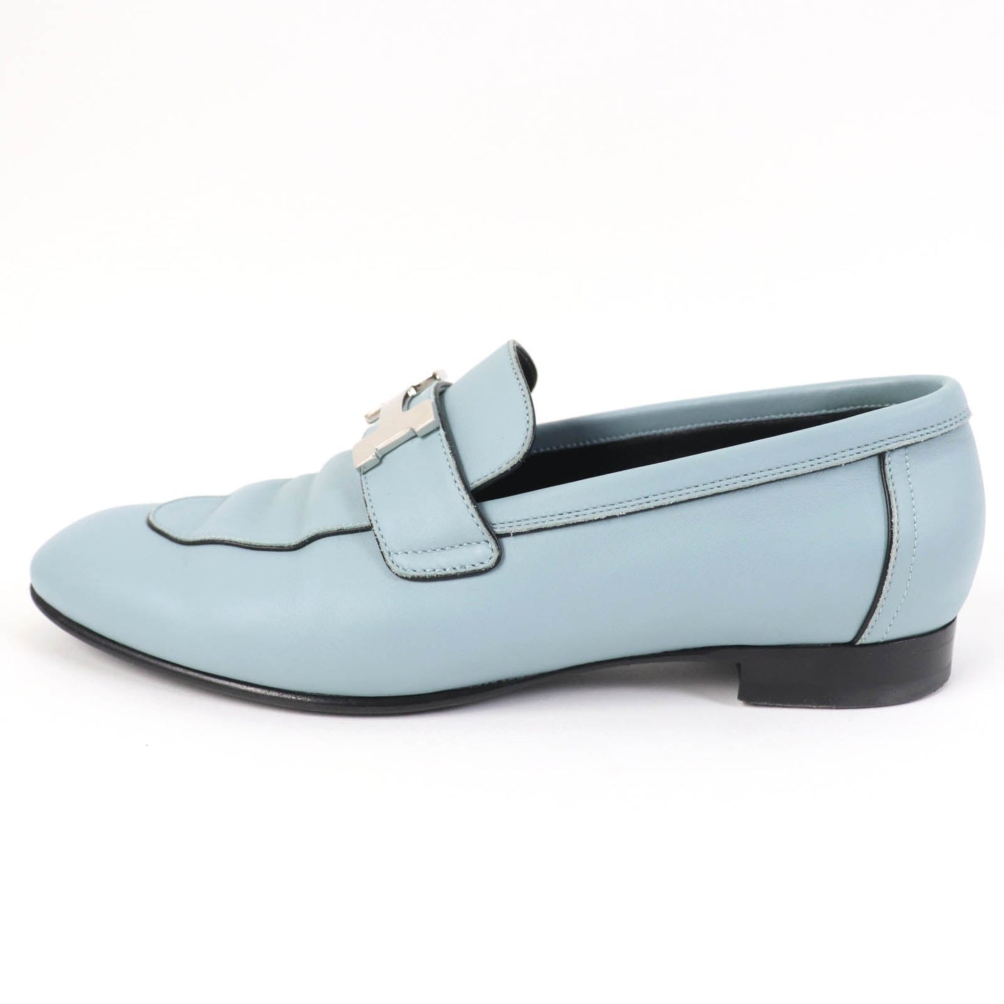 HERMES loafers leather Light blue 37