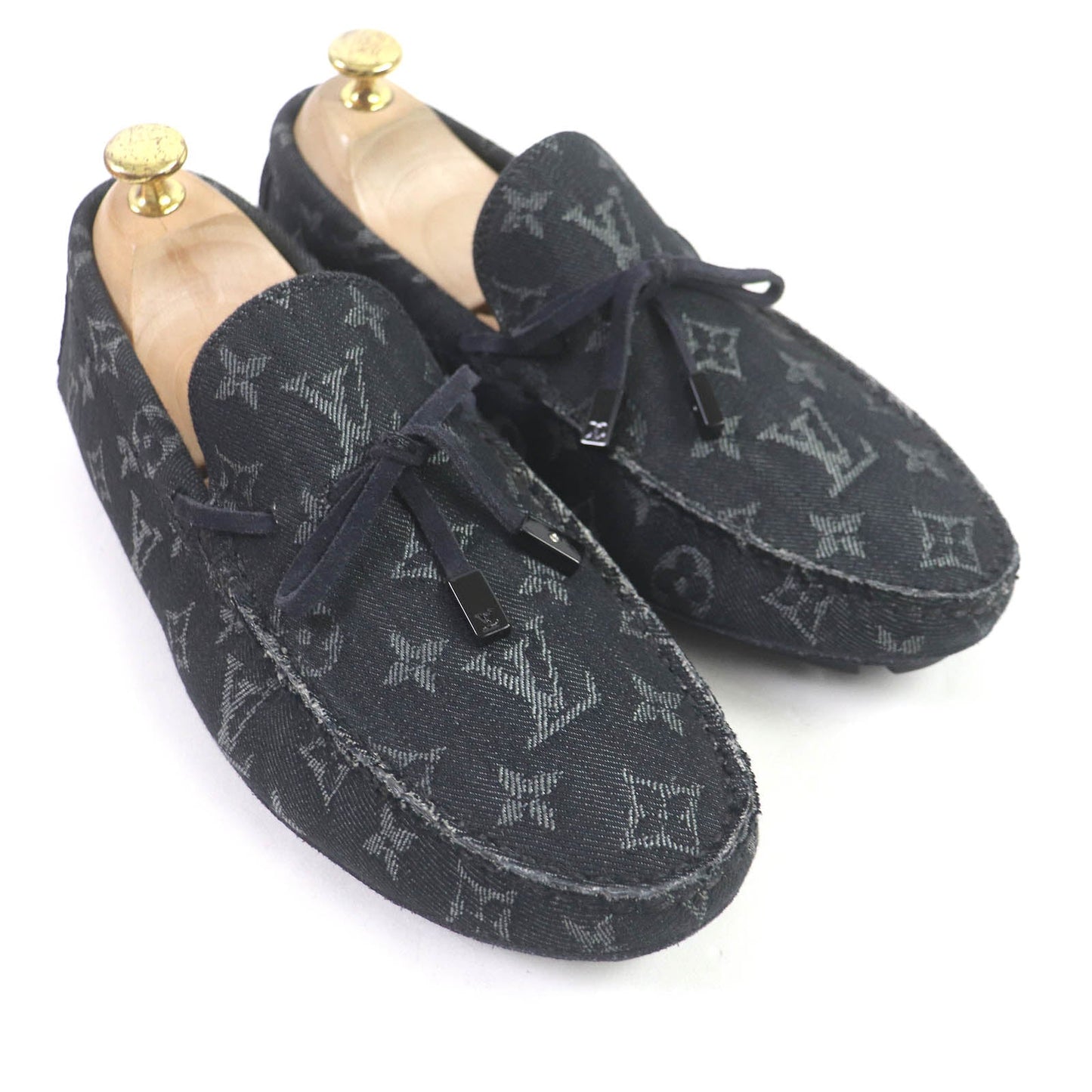 LOUIS VUITTON Flat shoes Monogram denim Indigo blue LV Driver Line 6.5