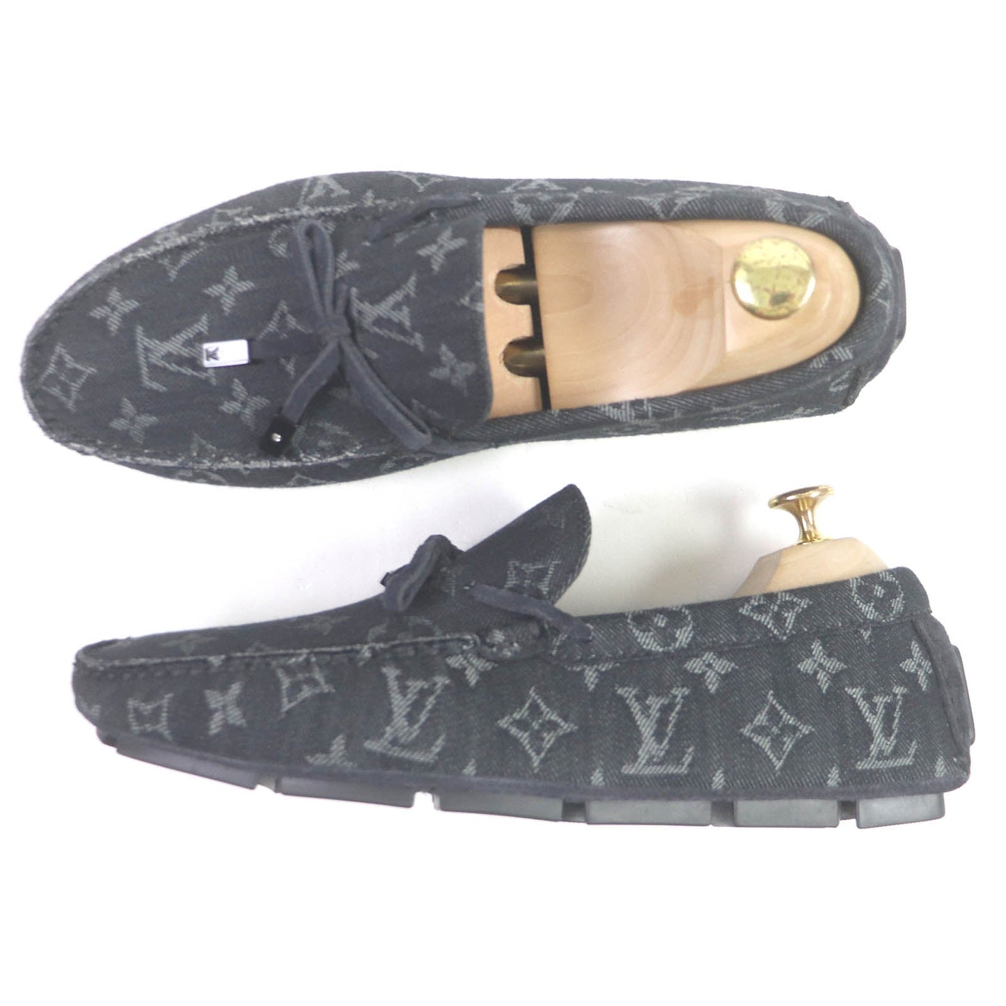 LOUIS VUITTON Flat shoes Monogram denim Indigo blue LV Driver Line 6.5